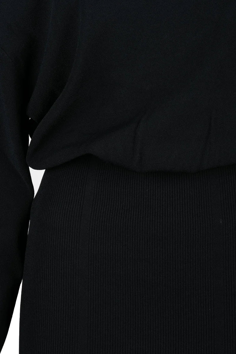 Jeans Long Asymmetric Jersey Dress - Black