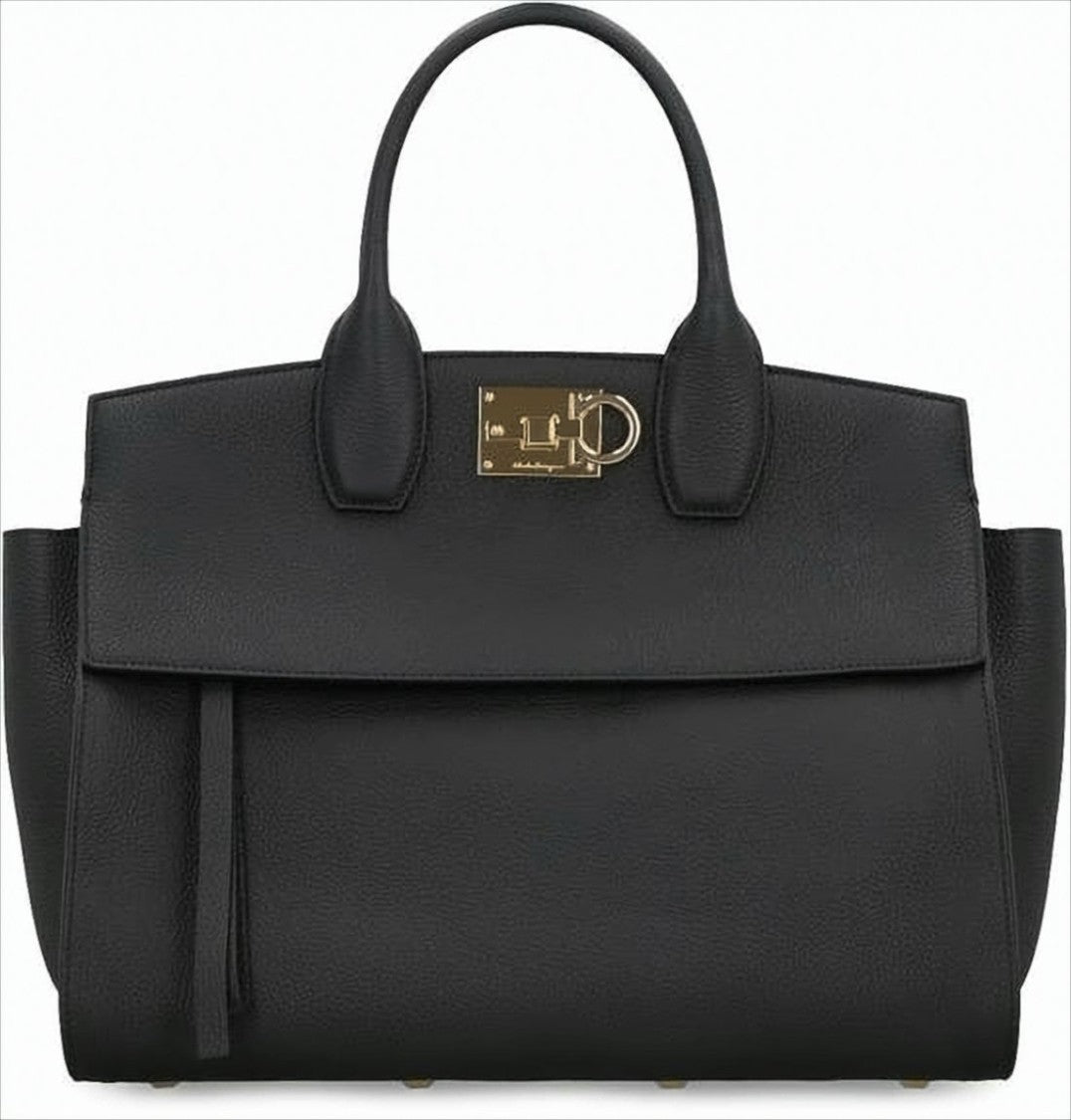 Structured Calf Leather Tote Bag