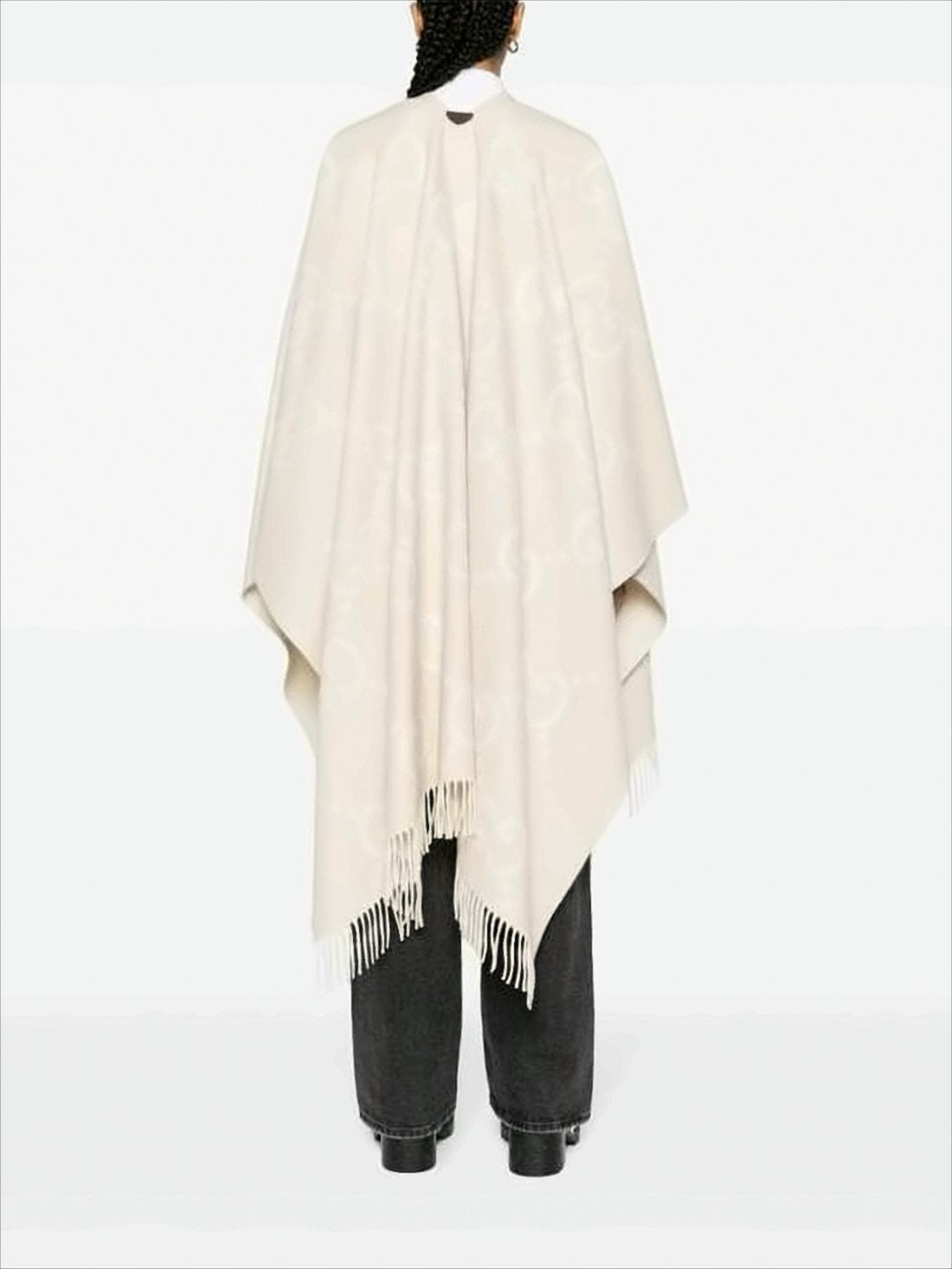Flowing Cashmere Cape with Fringed Edges