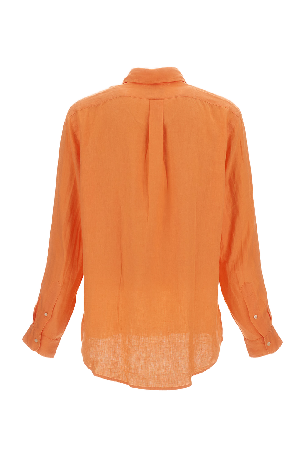 Orange Linen Button-Down Shirt