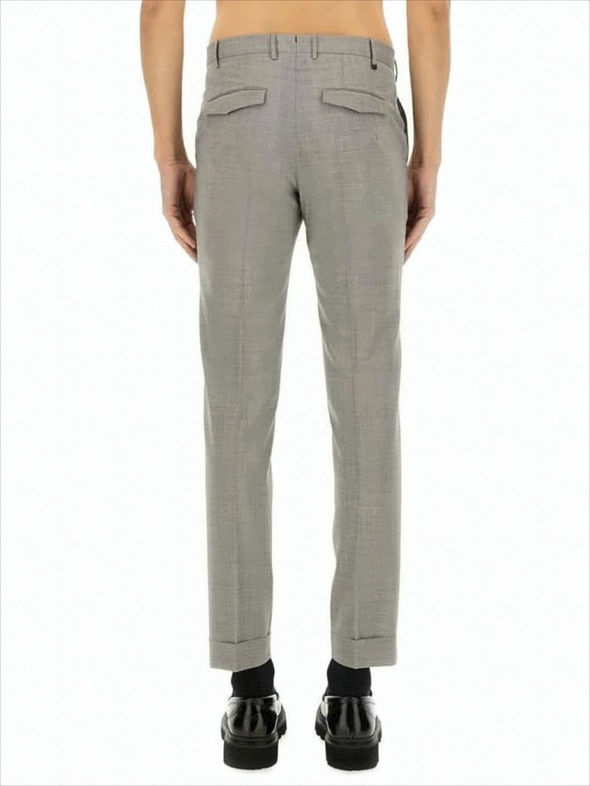Straight Fit Light Grey Wool Blend Trousers