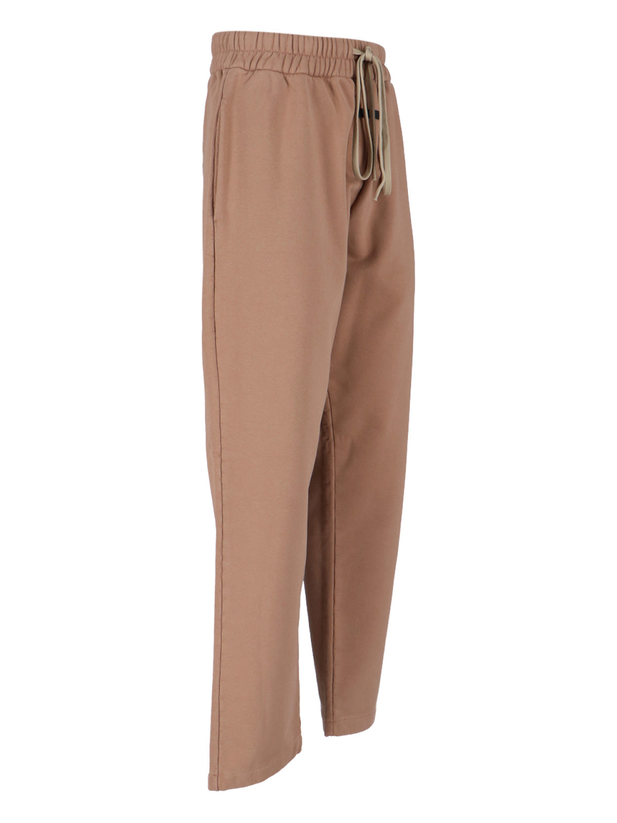 Beige Cotton, Elastic Mid-Rise Sweatpants