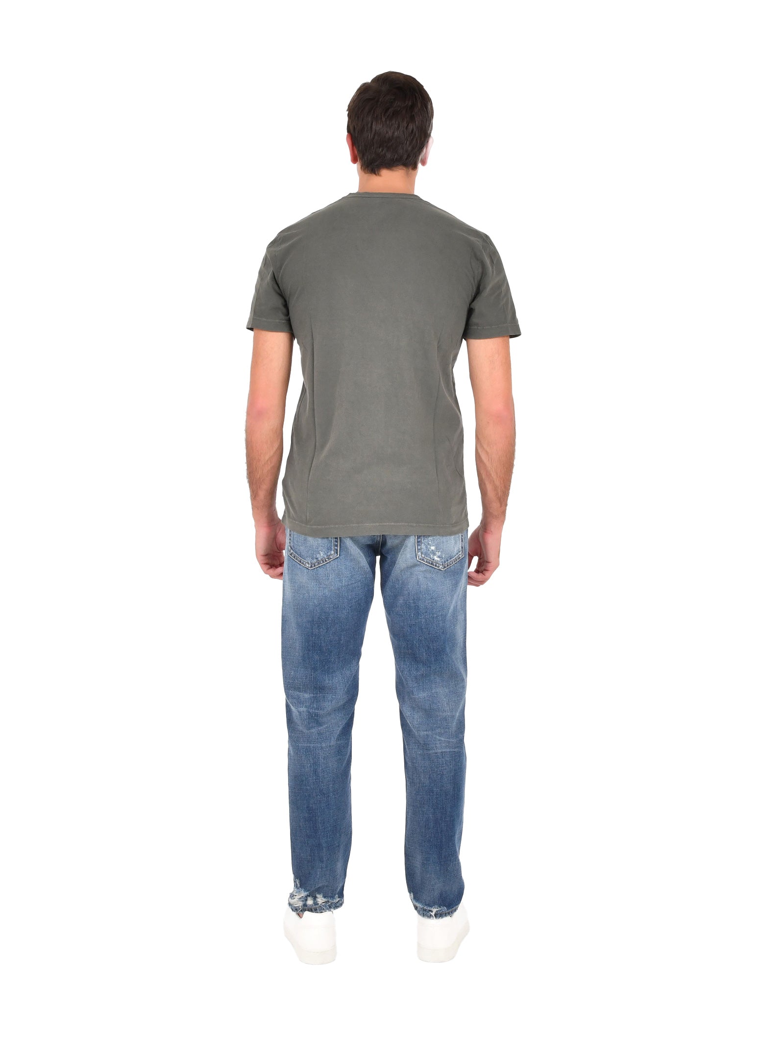 Green Wool Ribbed Crewneck T-Shirt