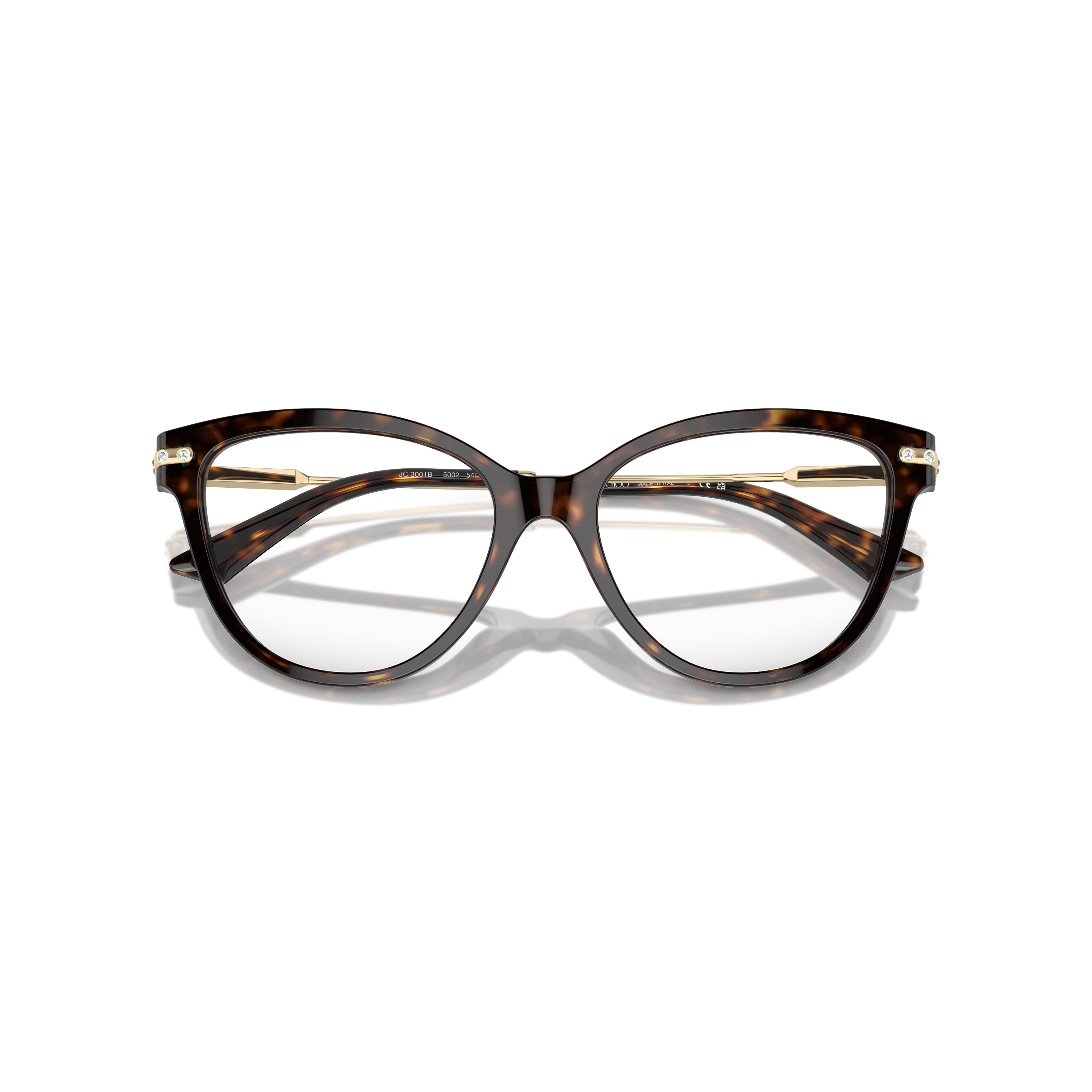 0Jc3001B Cat-Eye Acetate Eyeglasses with Metallic Gold Temples