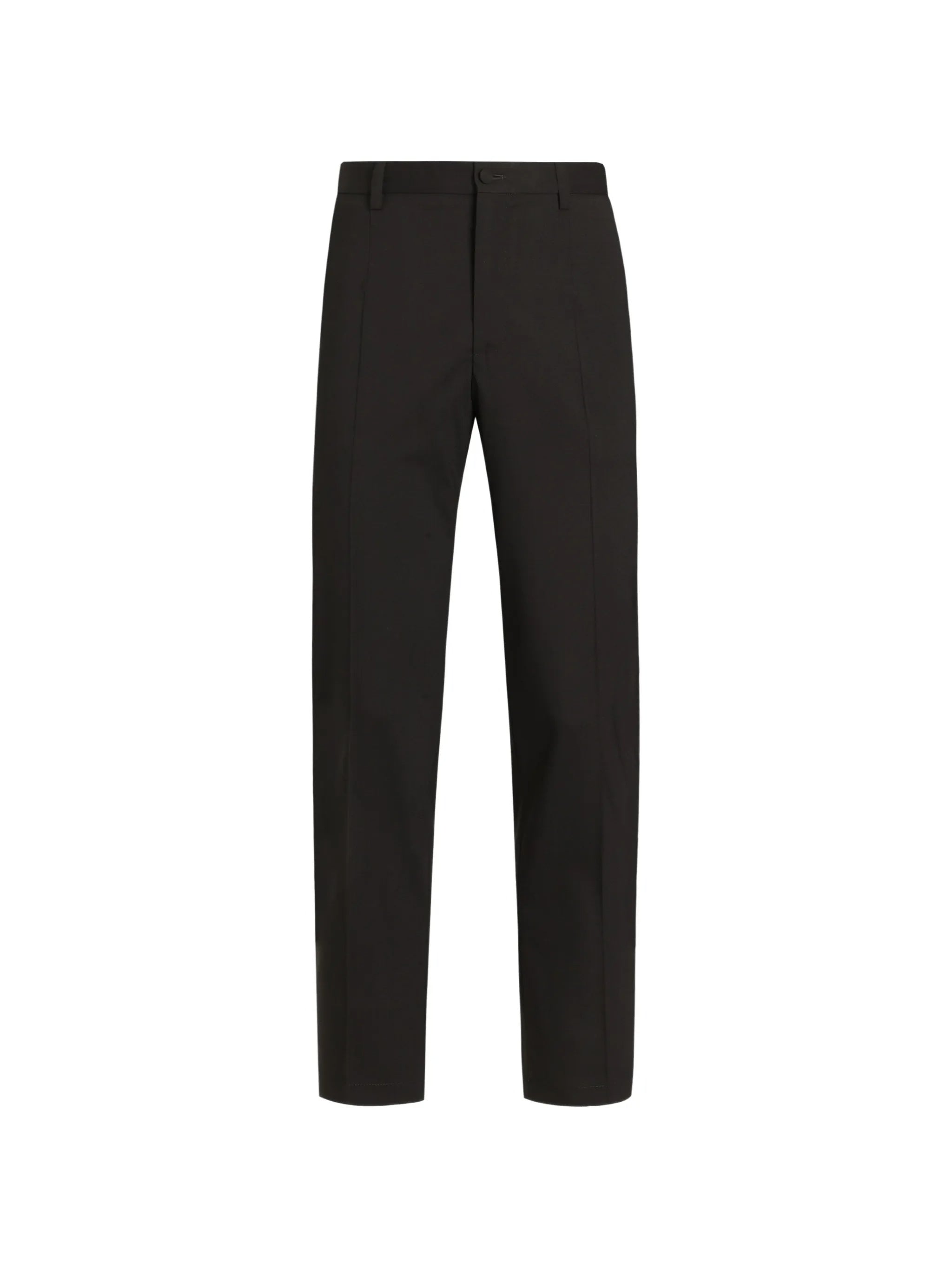 Tailored Black Wool Straight-Leg Trousers