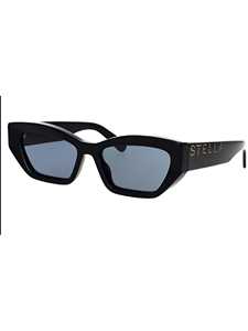 Cat-Eye Sunglasses with Angular Frame and Grey Lenses