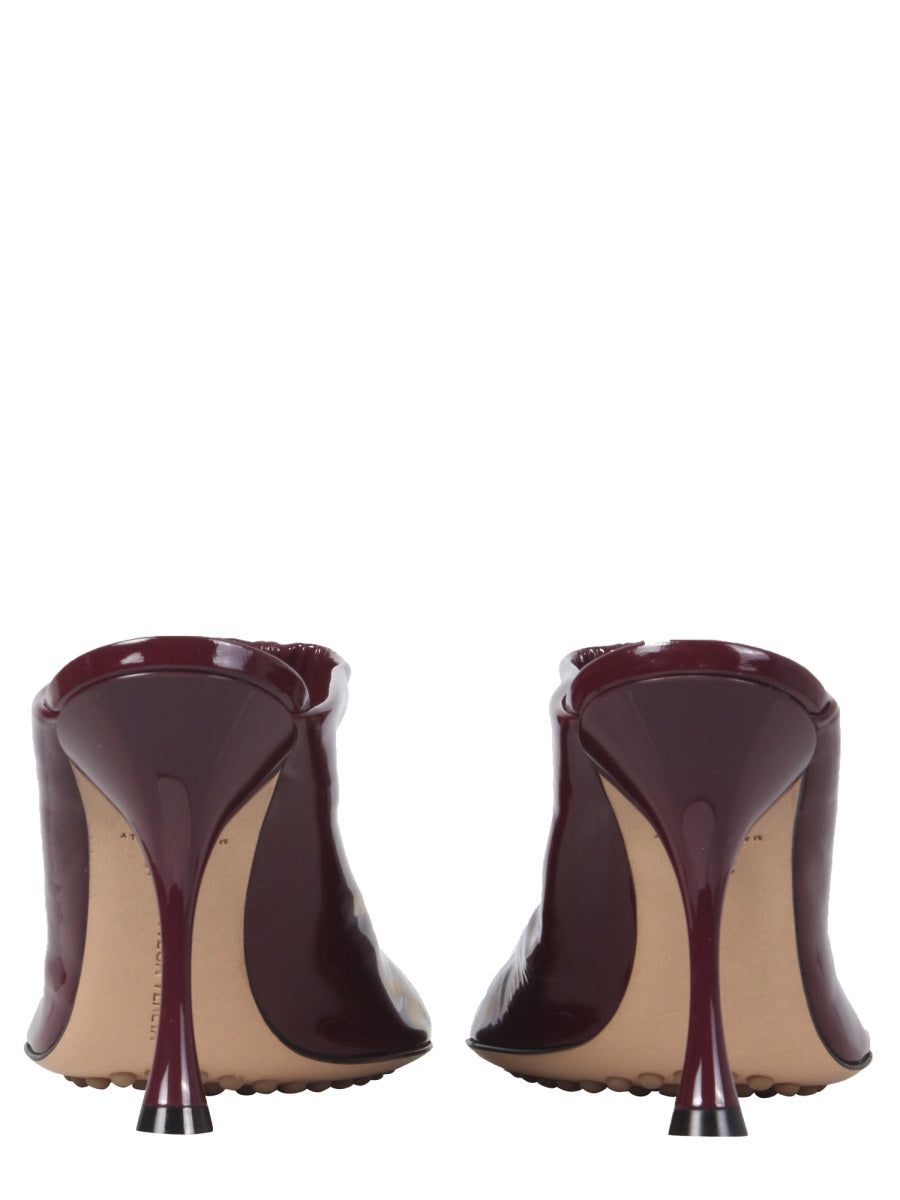 Painted Leather Mules with 9 cm Heel