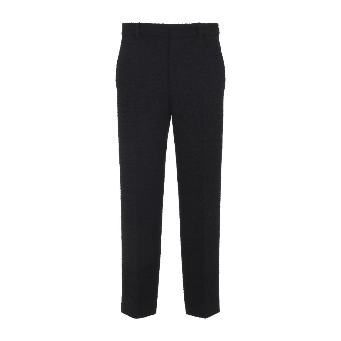 High-Waisted Straight-Leg Pants With Textured Fabric
