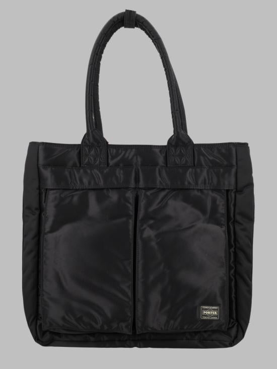 Rectangular Tote Bag With Padded Handles And Front Pockets
