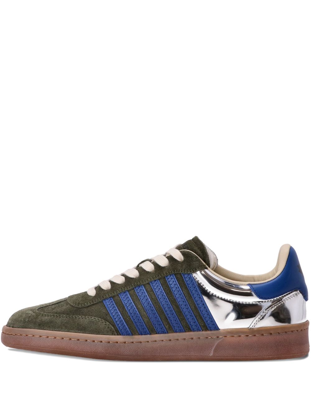 Low-Top Sneakers with Olive Green Suede
