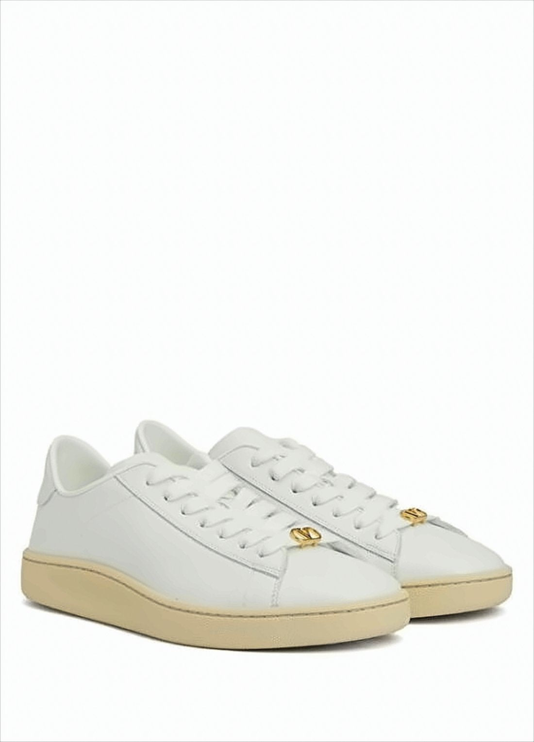 Low-Top Smooth Leather Sneakers with Gold-Tone Logo
