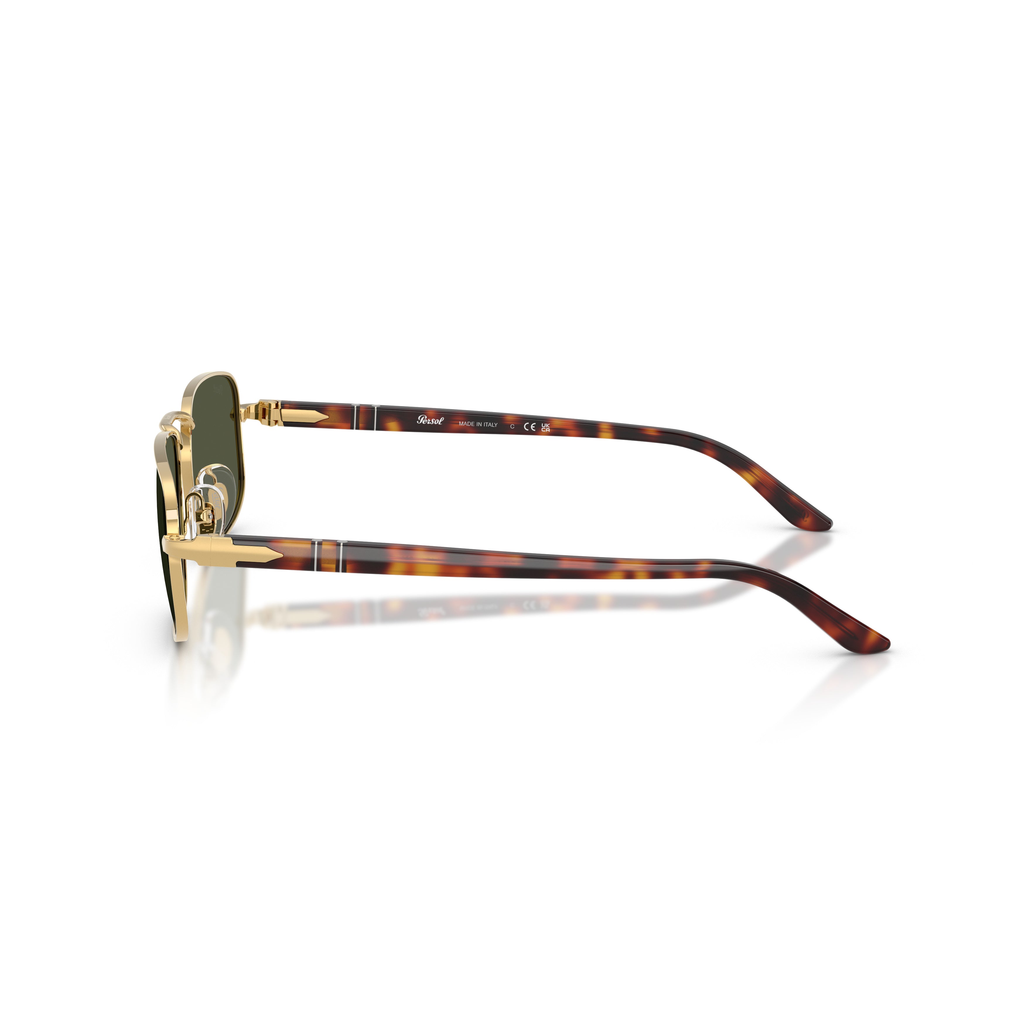 0po1027s Rectangular Metal Sunglasses with Tortoiseshell Temples