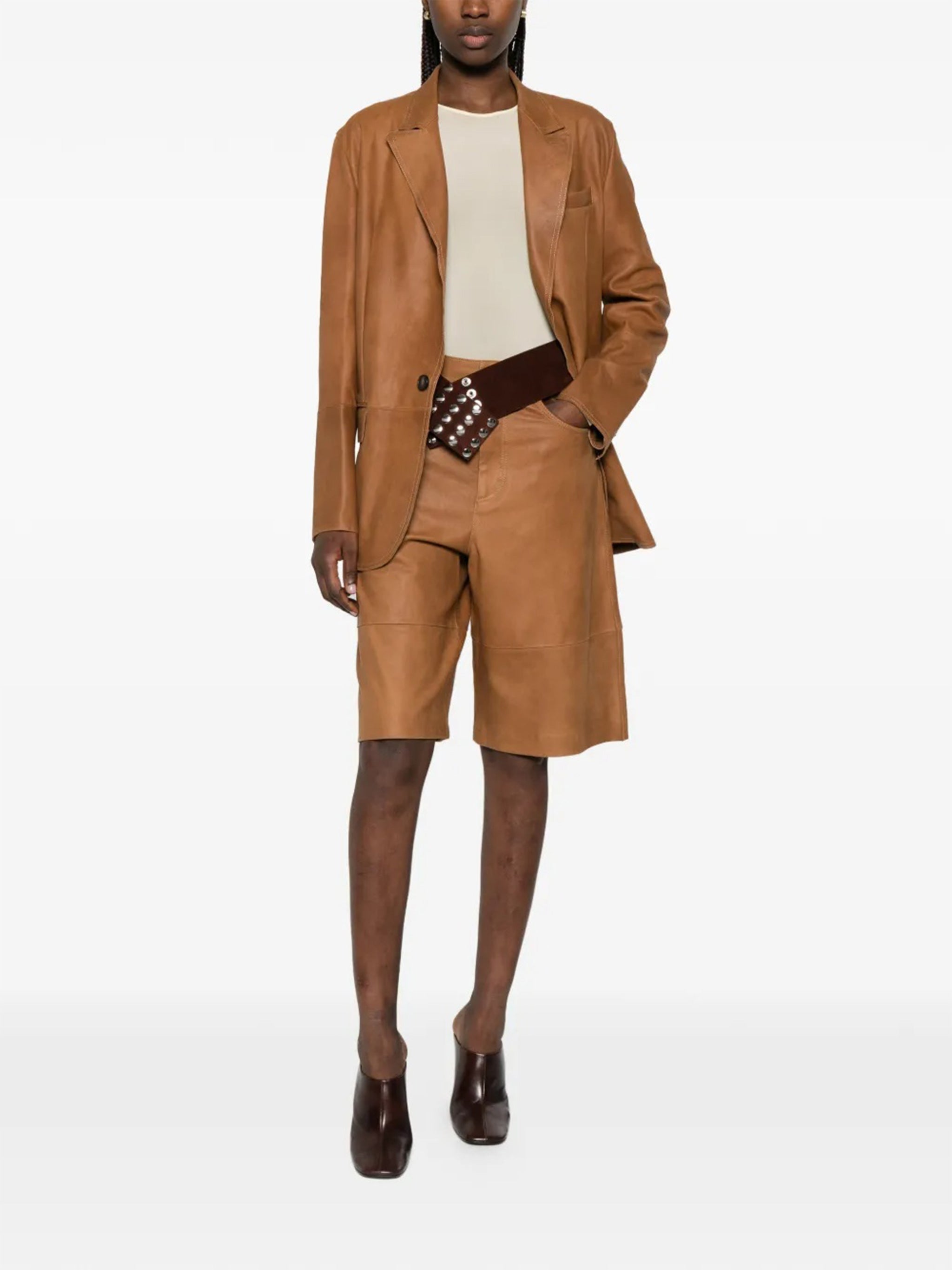 Brown Golde Tailored Structured Polyester Jacket
