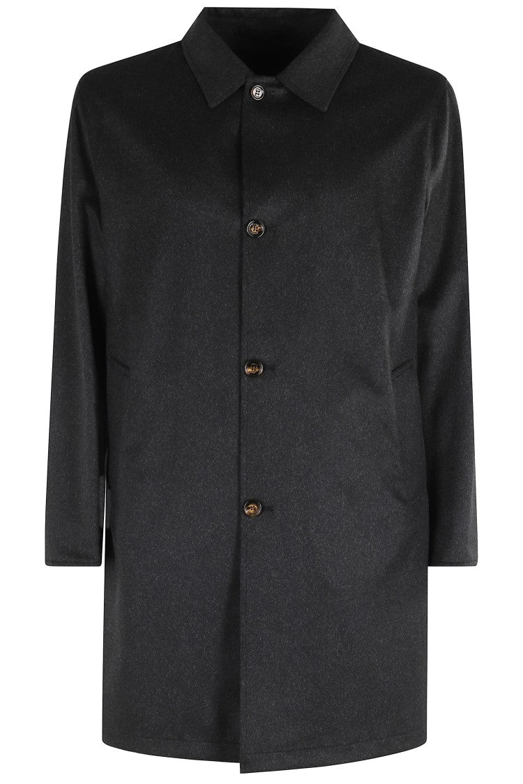 Reversible Anthracite Raincoat With Classic Collar