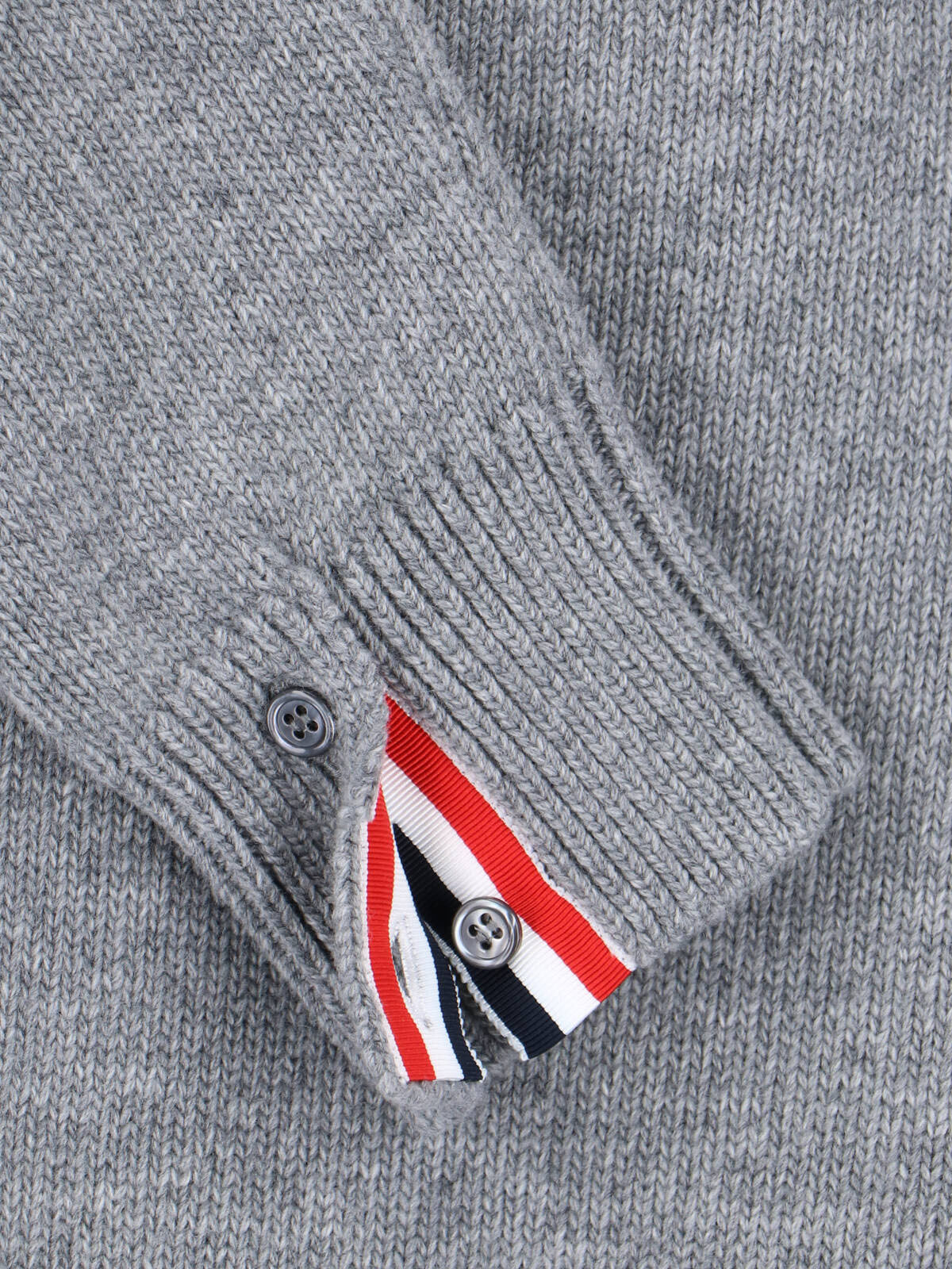 Grey Wool Zip Sweater 4-Bar Detail
