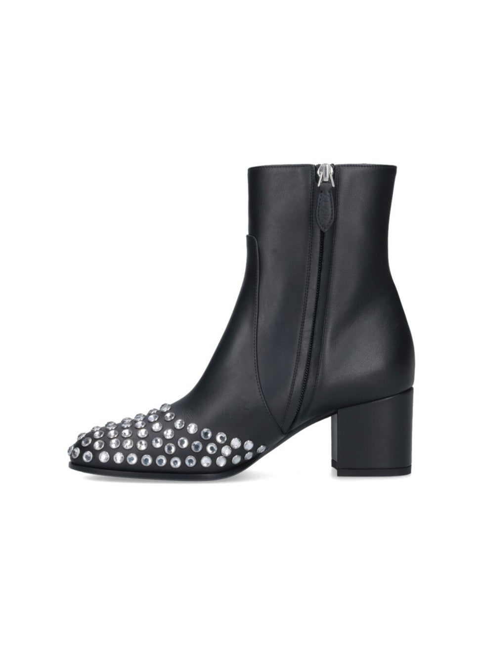 Ankle Boots With Silver Rhinestone Detailing