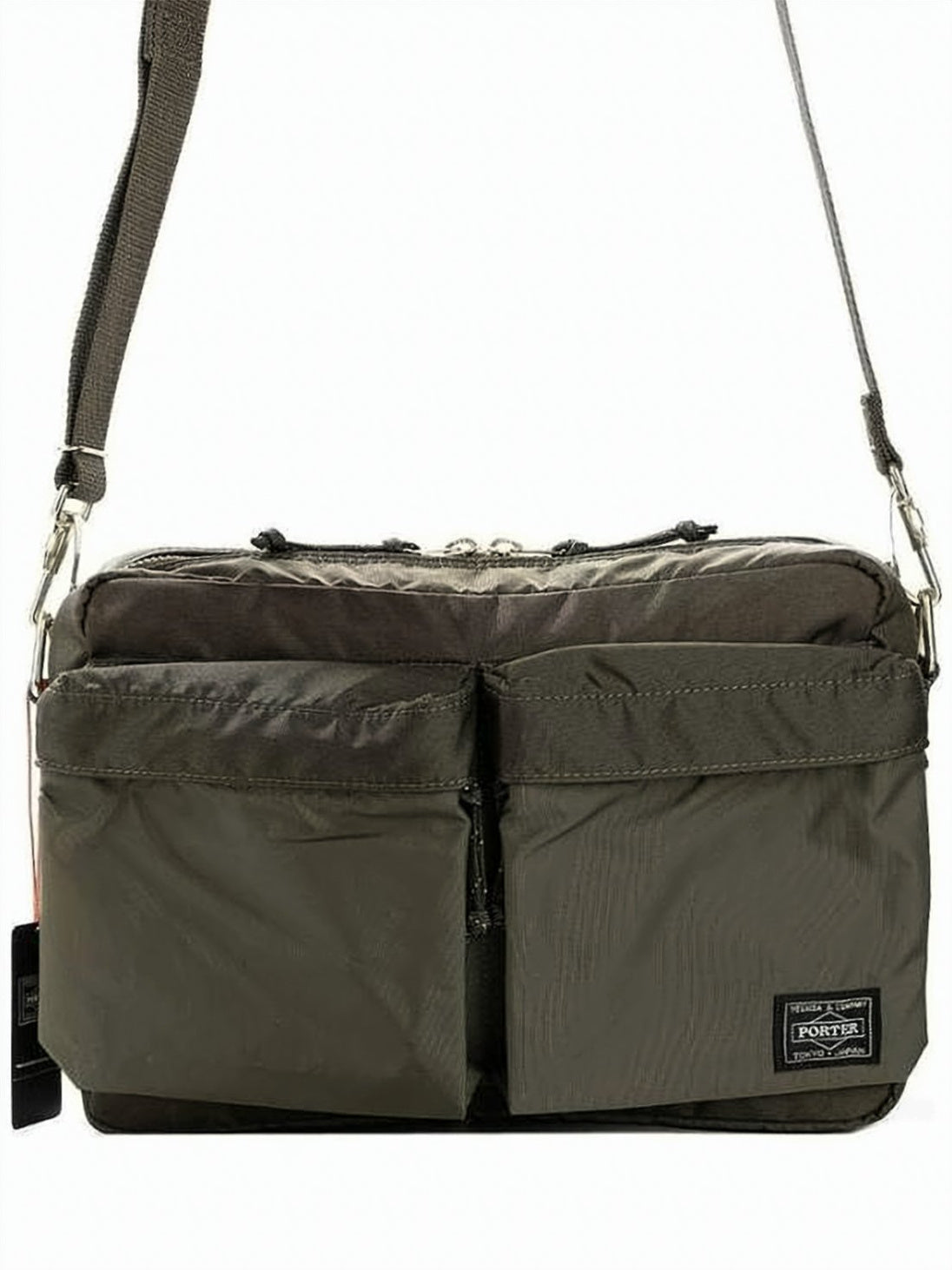 Compact Nylon Shoulder Bag With Zippered Pockets