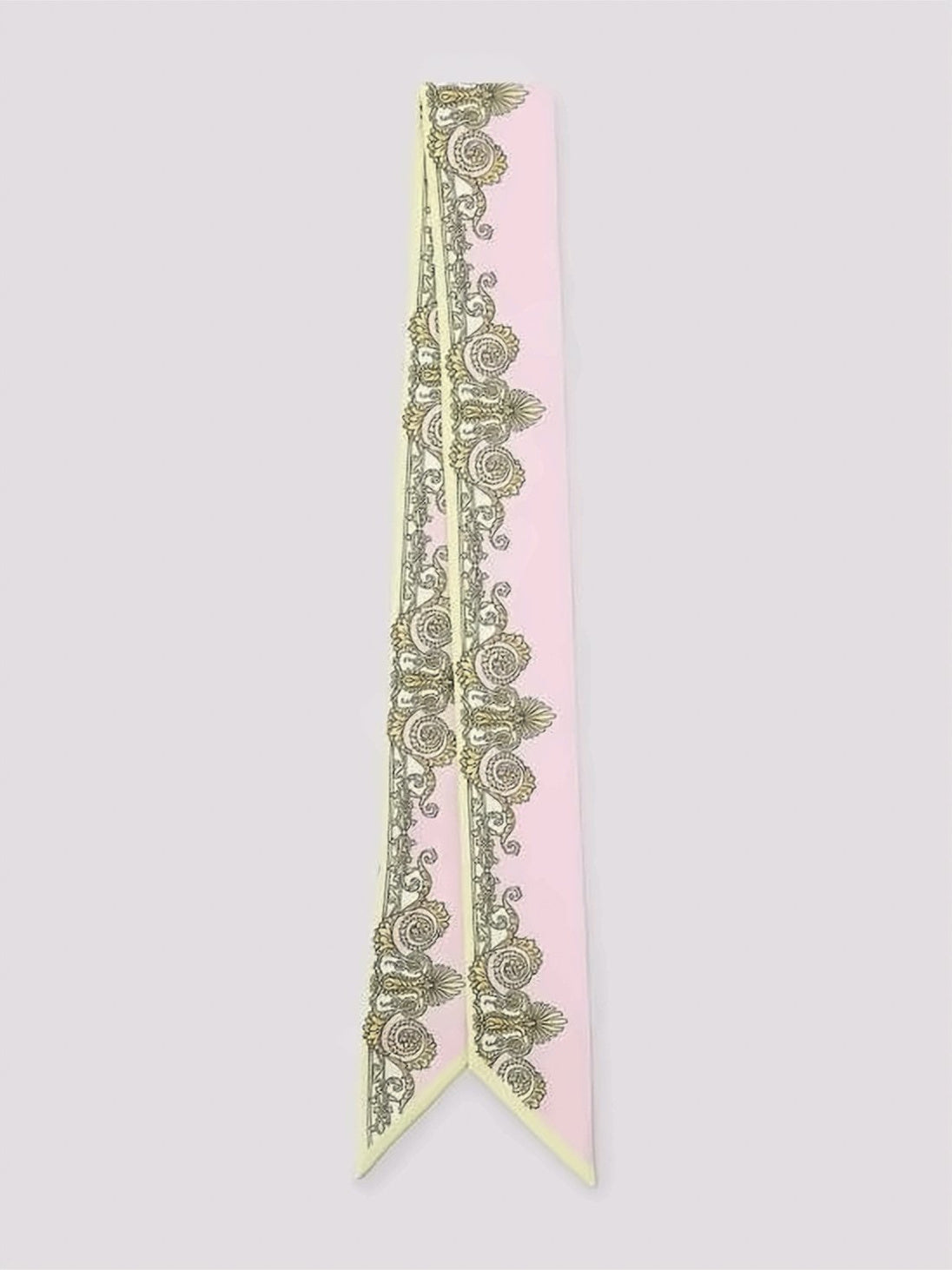 Baroque Pattern Silk Scarf with Pointed Ends