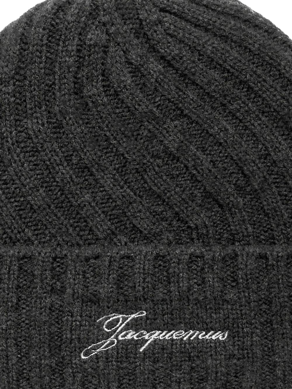 Ribbed Knit Beanie with Embroidered Logo