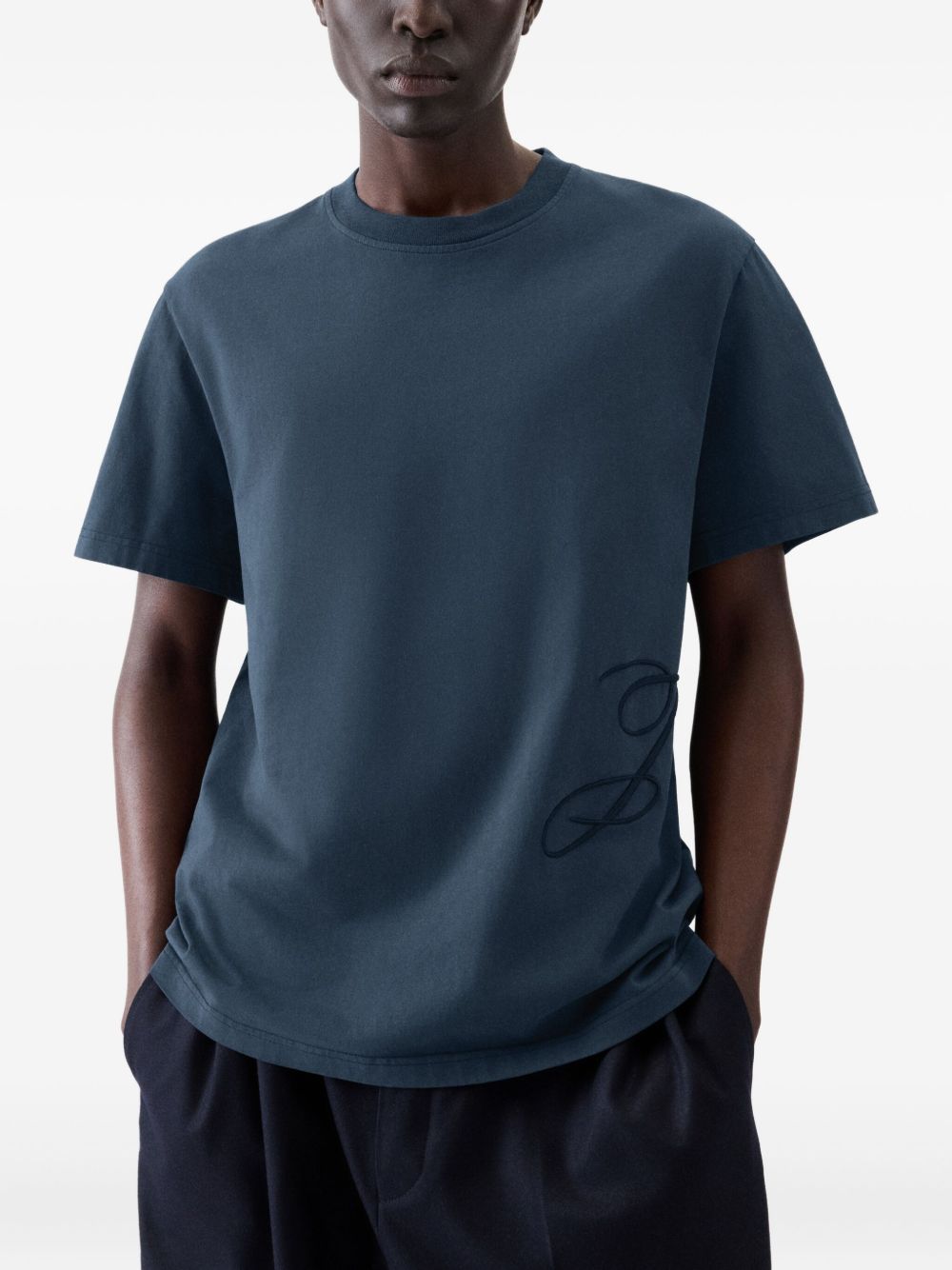 Navy Blue Embroidered Logo T-Shirt