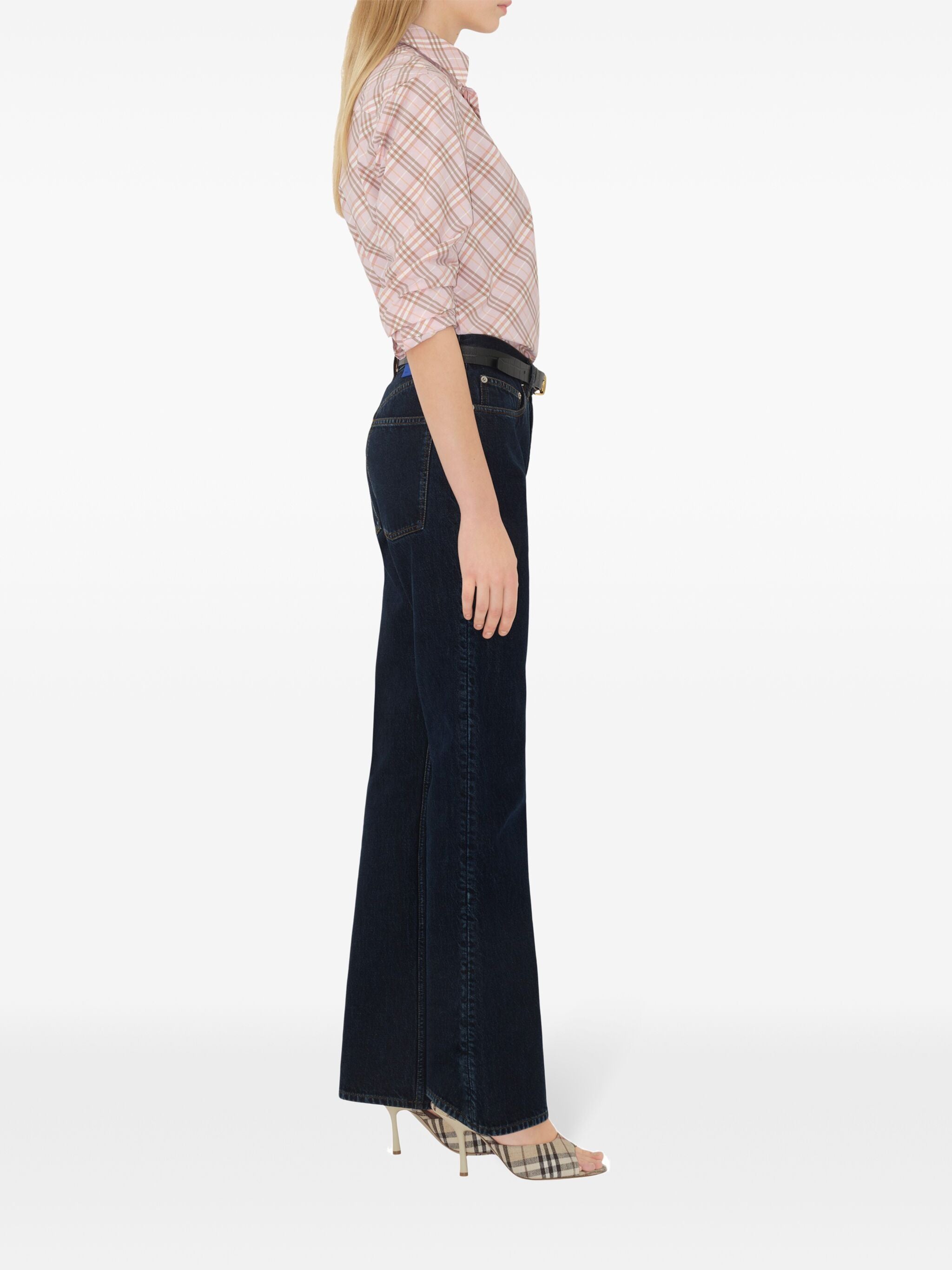 Flared Indigo Denim Five-Pocket Jeans