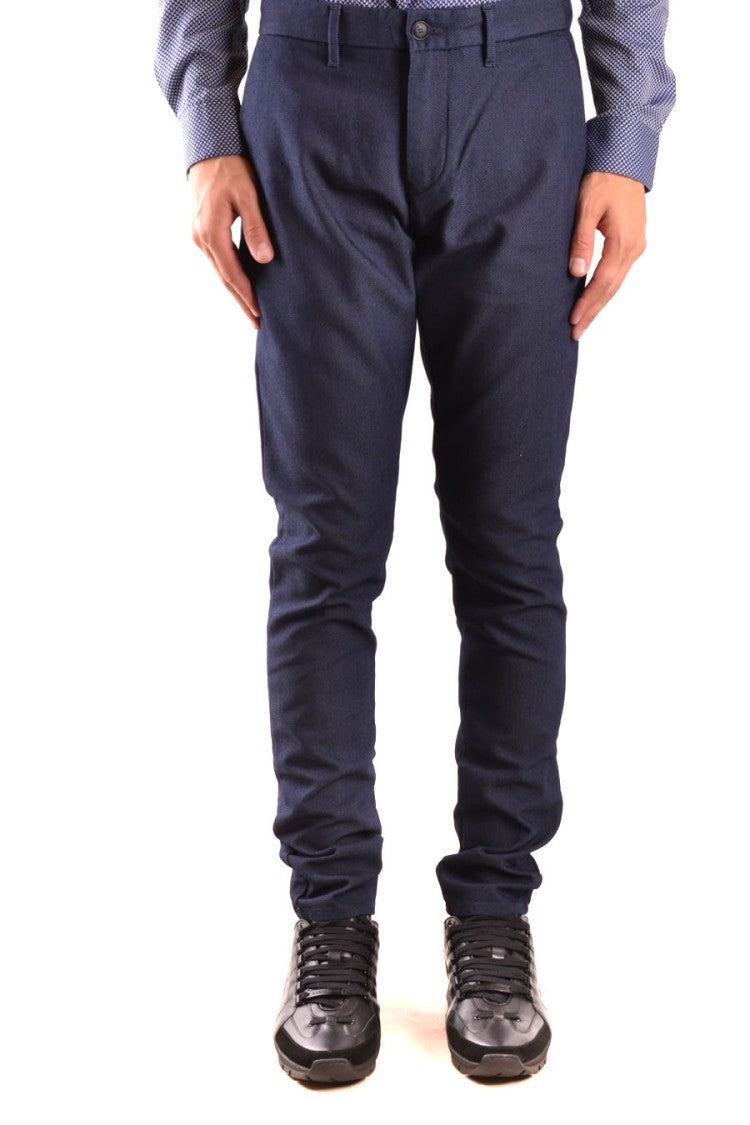 Slim Fit Textured Trousers With Classic Waistband