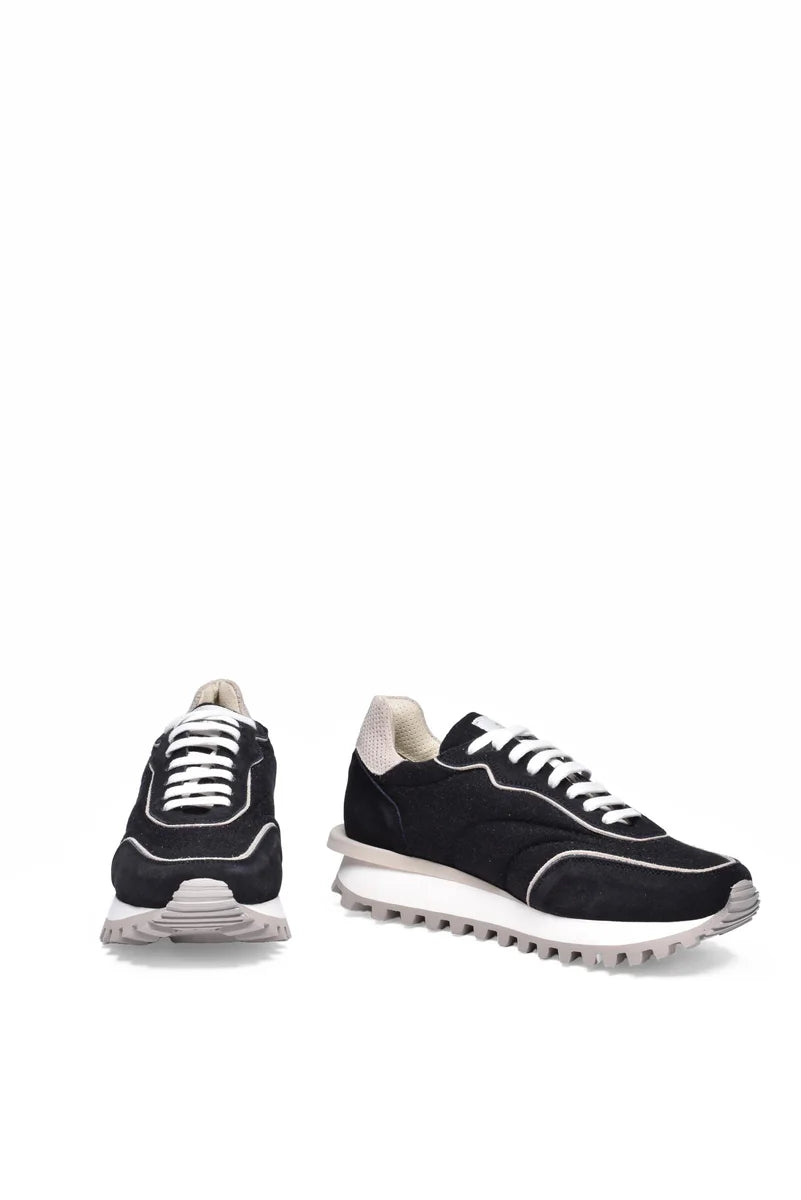 Black Sneakers with Beige Accents