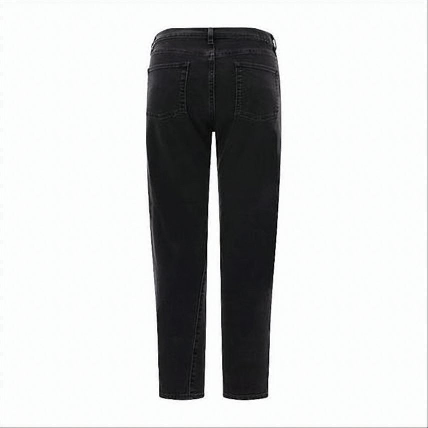 Black Denim Pants with Five-Pocket Design and Tapered Fit