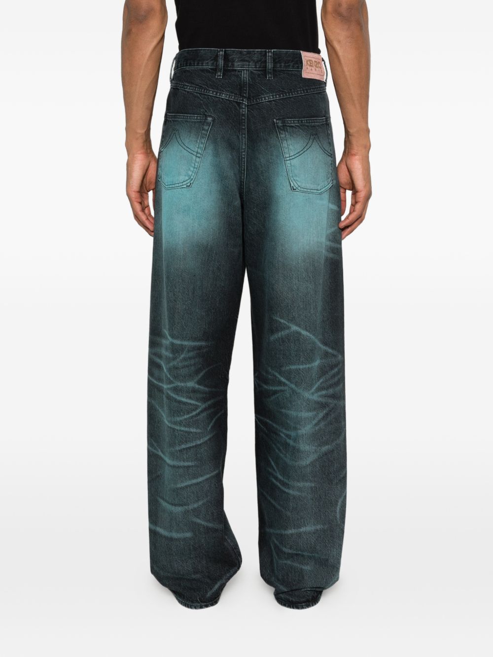 Faded Wash Wide-Leg Trousers