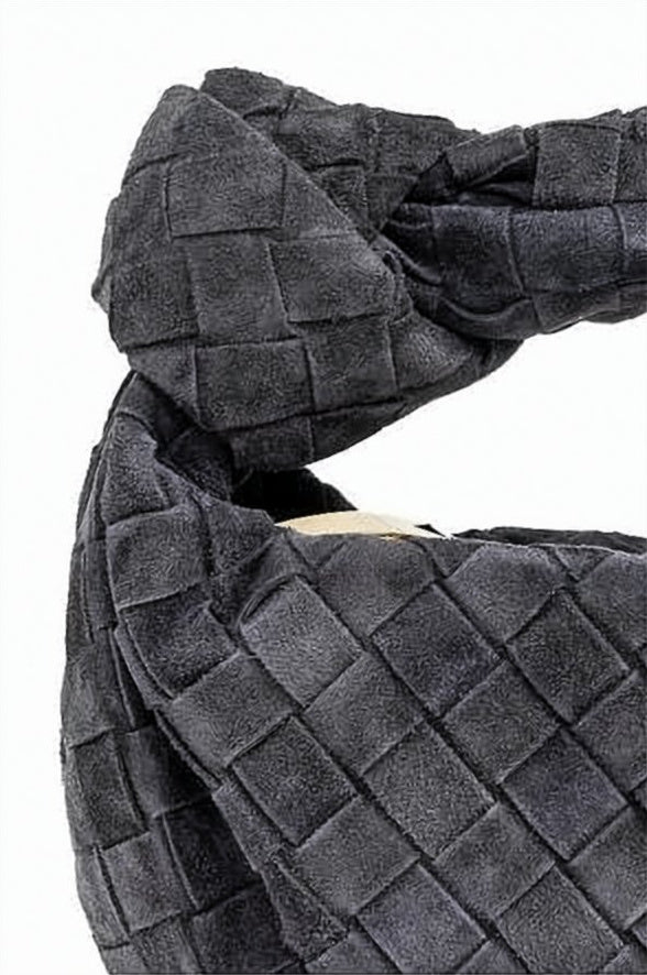 Suede Tote Bag with Woven Pattern