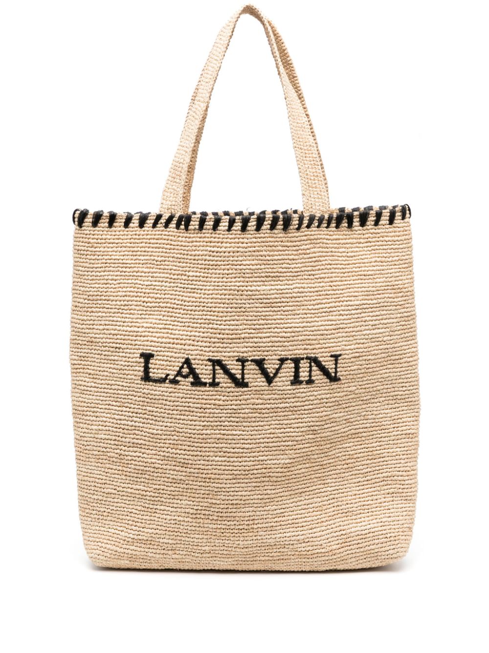 Embroidered Raffia Tote Bag