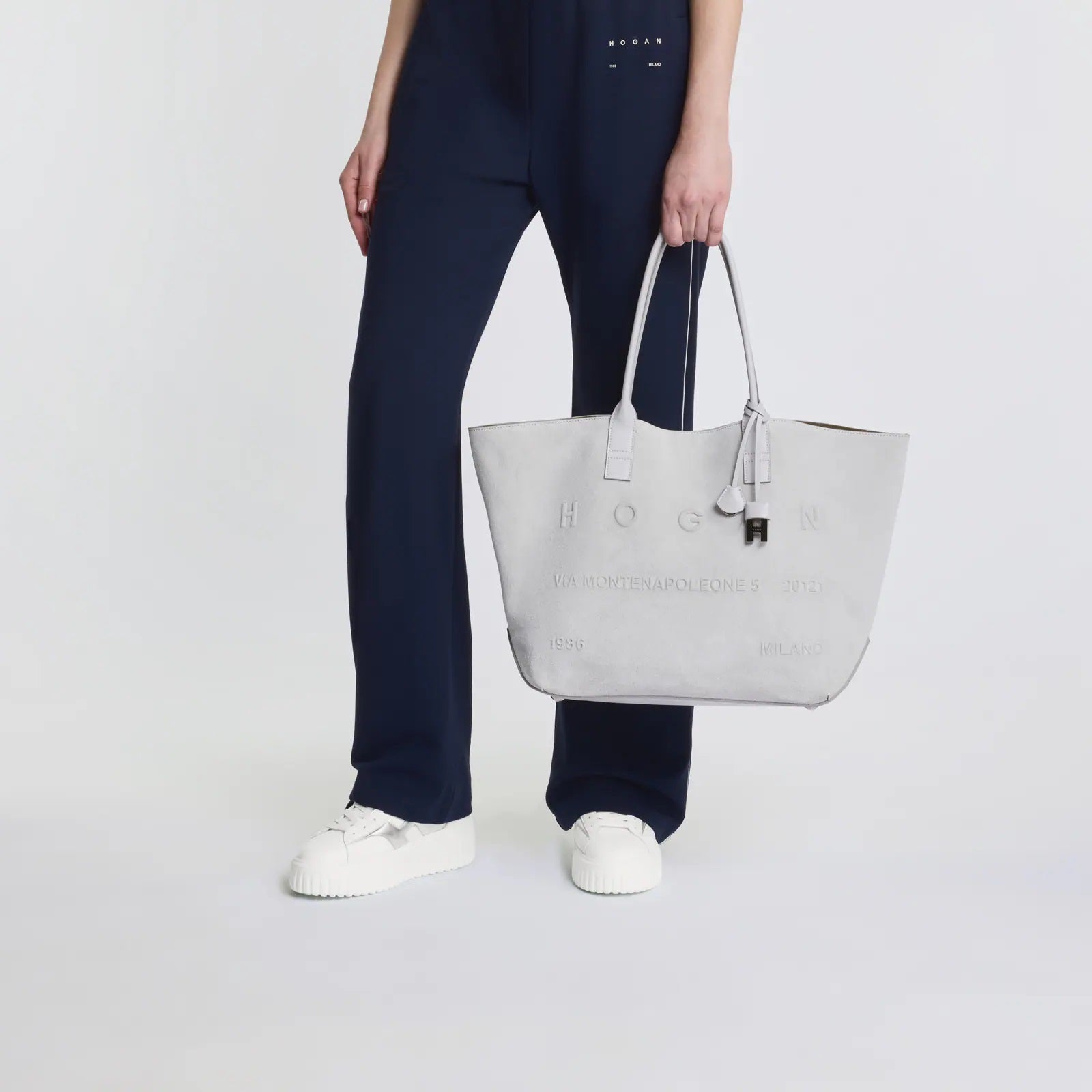 H-Stripes Lace-Up Sneakers in Sheepskin and Calfskin