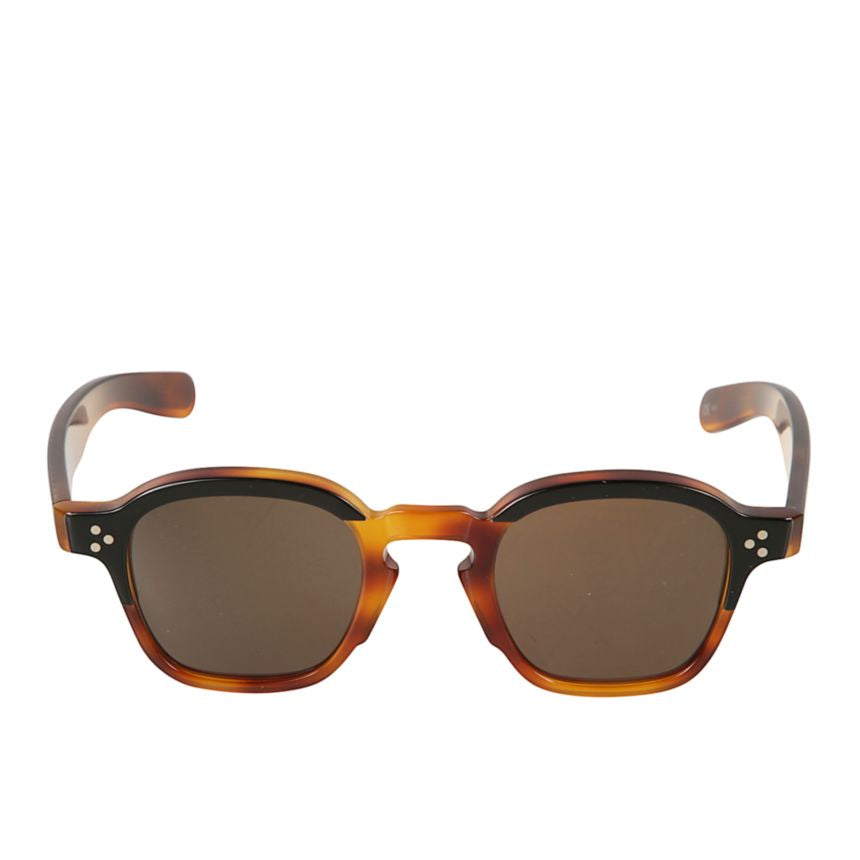 Jack Bold Tortoiseshell-Pattern Square Sunglasses with Dark Rectangular Lenses