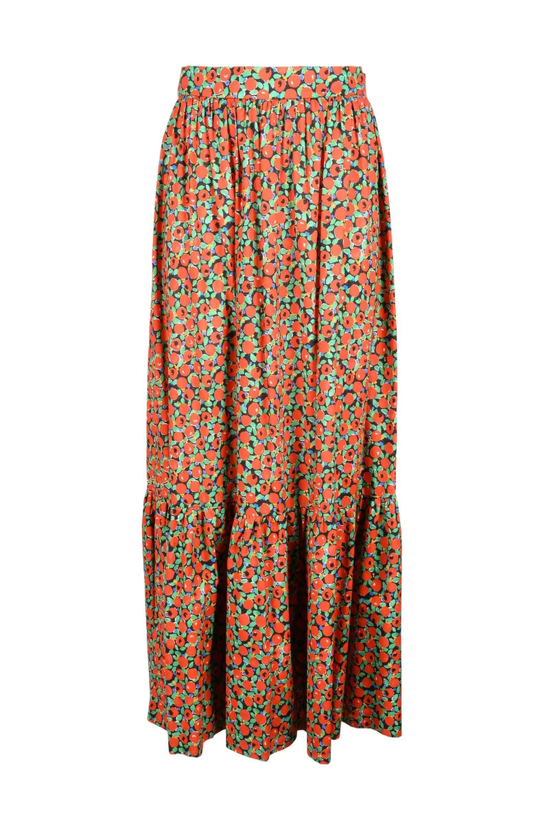 Long Cotton Skirt - Red