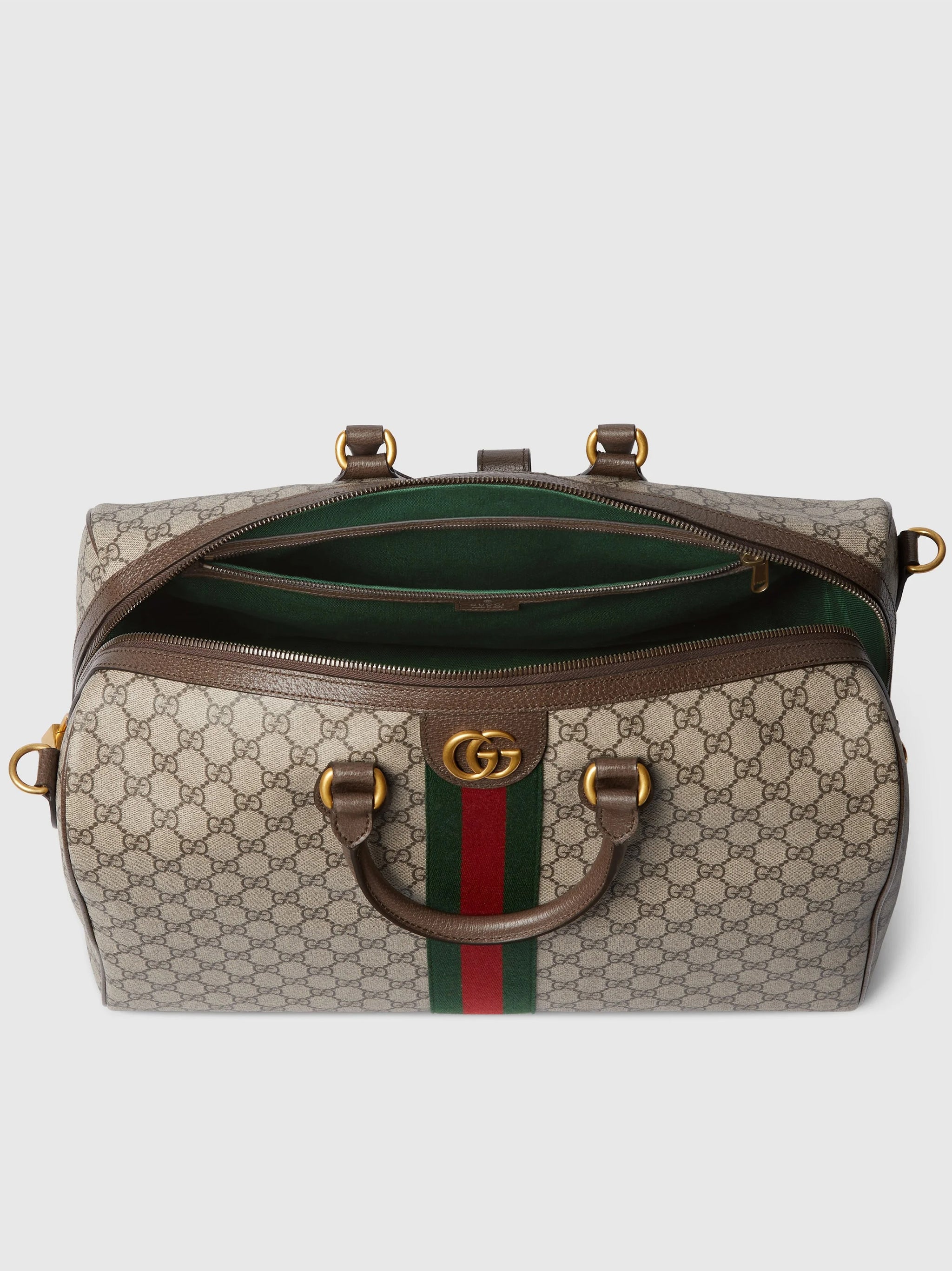 Beige GG Icon Structured Canvas Duffle