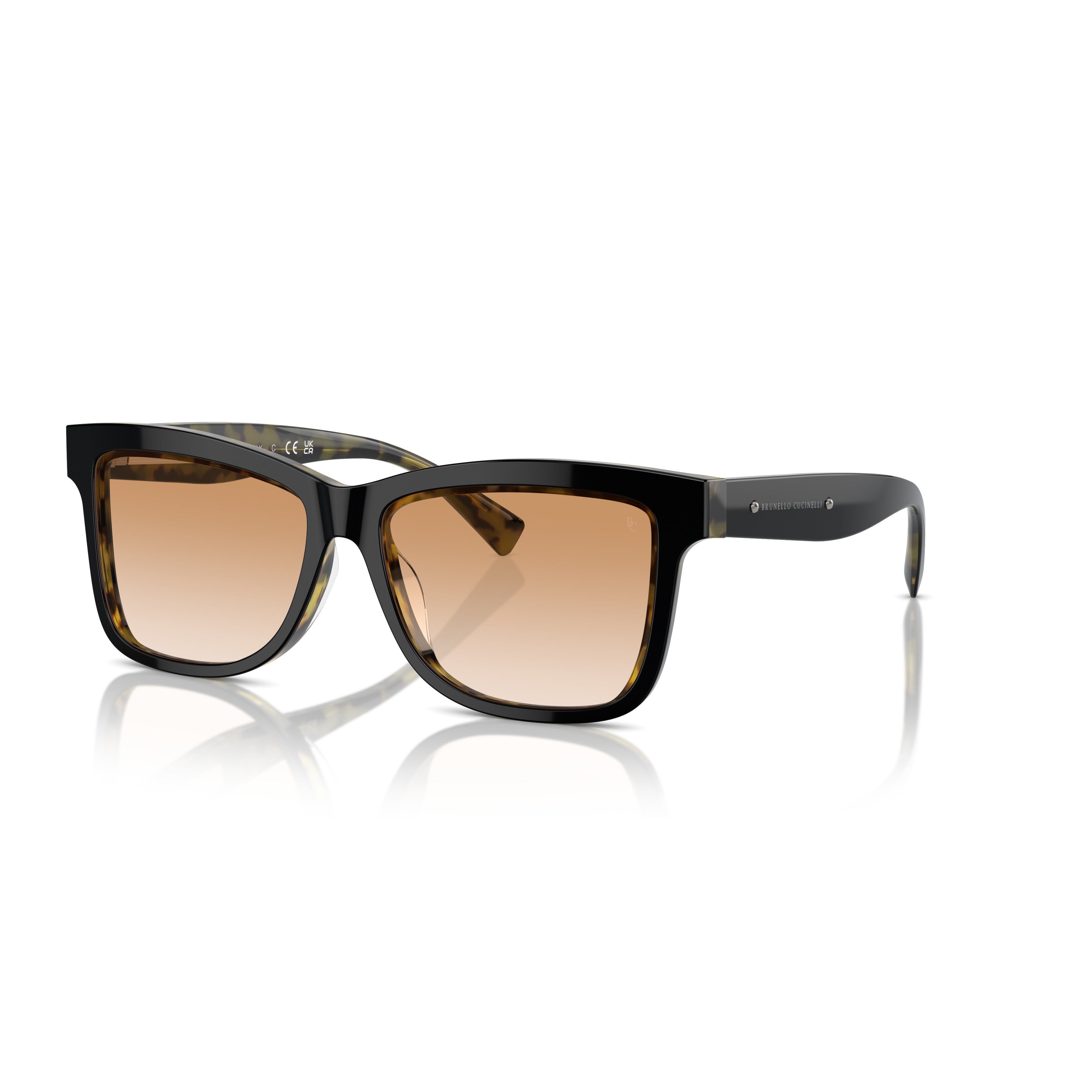 0bc4009s Bold Rectangular Acetate Sunglasses with Tortoiseshell Arms