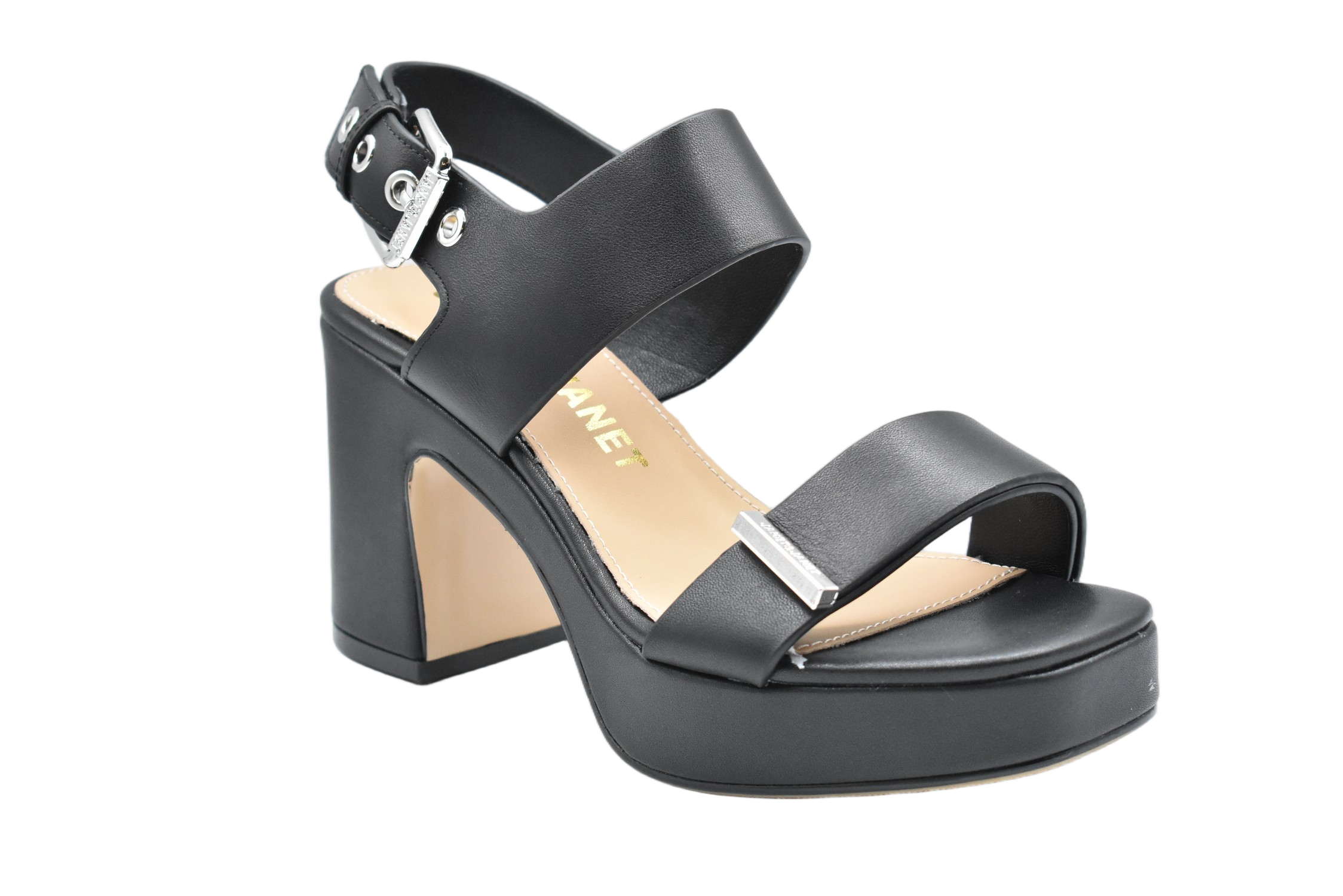 Platform Sandals With Chunky Heel And Metallic Accents
