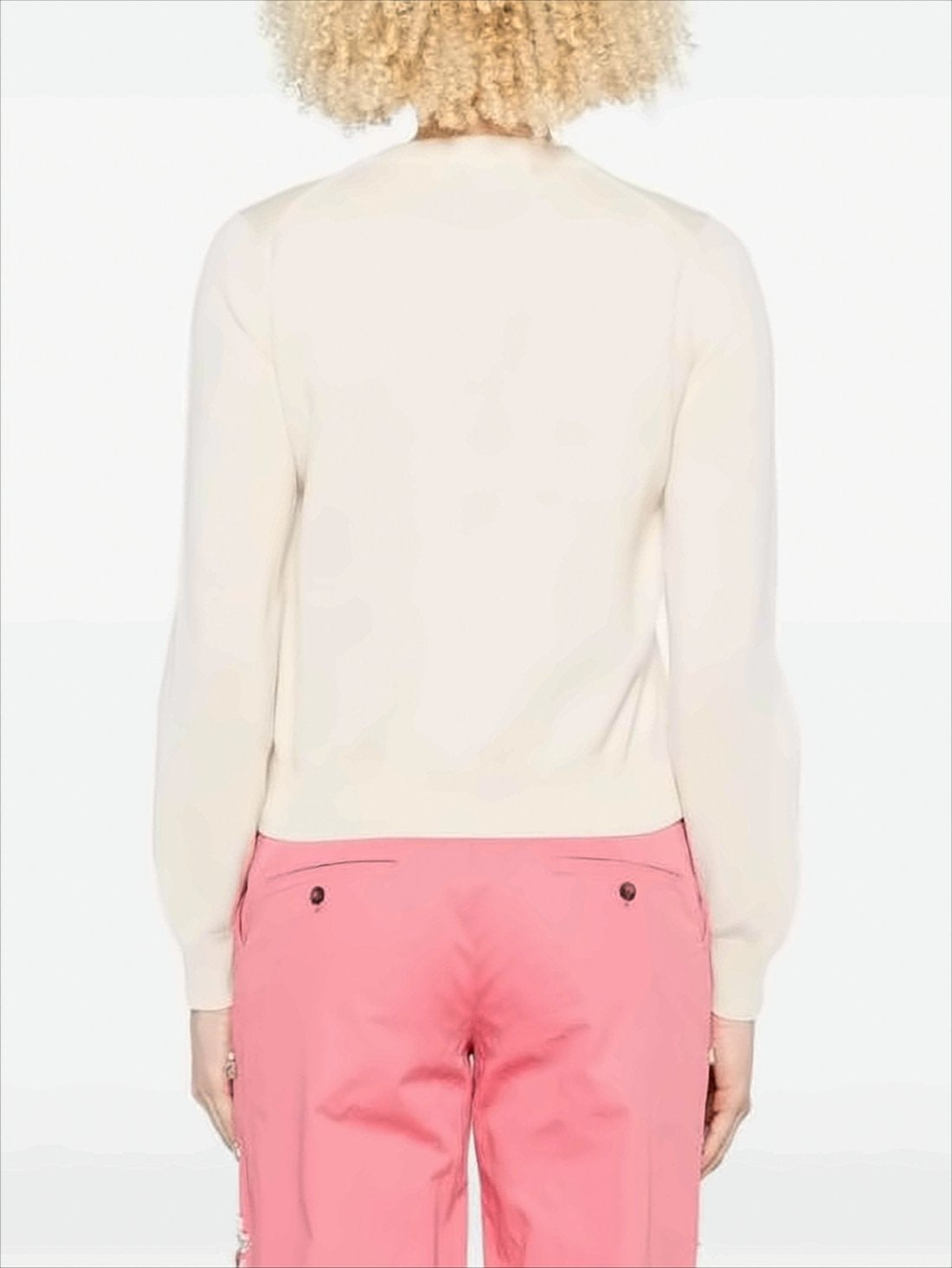 Merino Wool Cardigan with Embroidered Fox Motif
