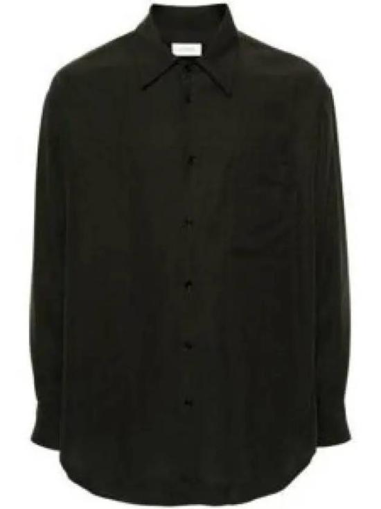 Long-Sleeve Lyocell Shirt With Classic Collar And Curved Hem