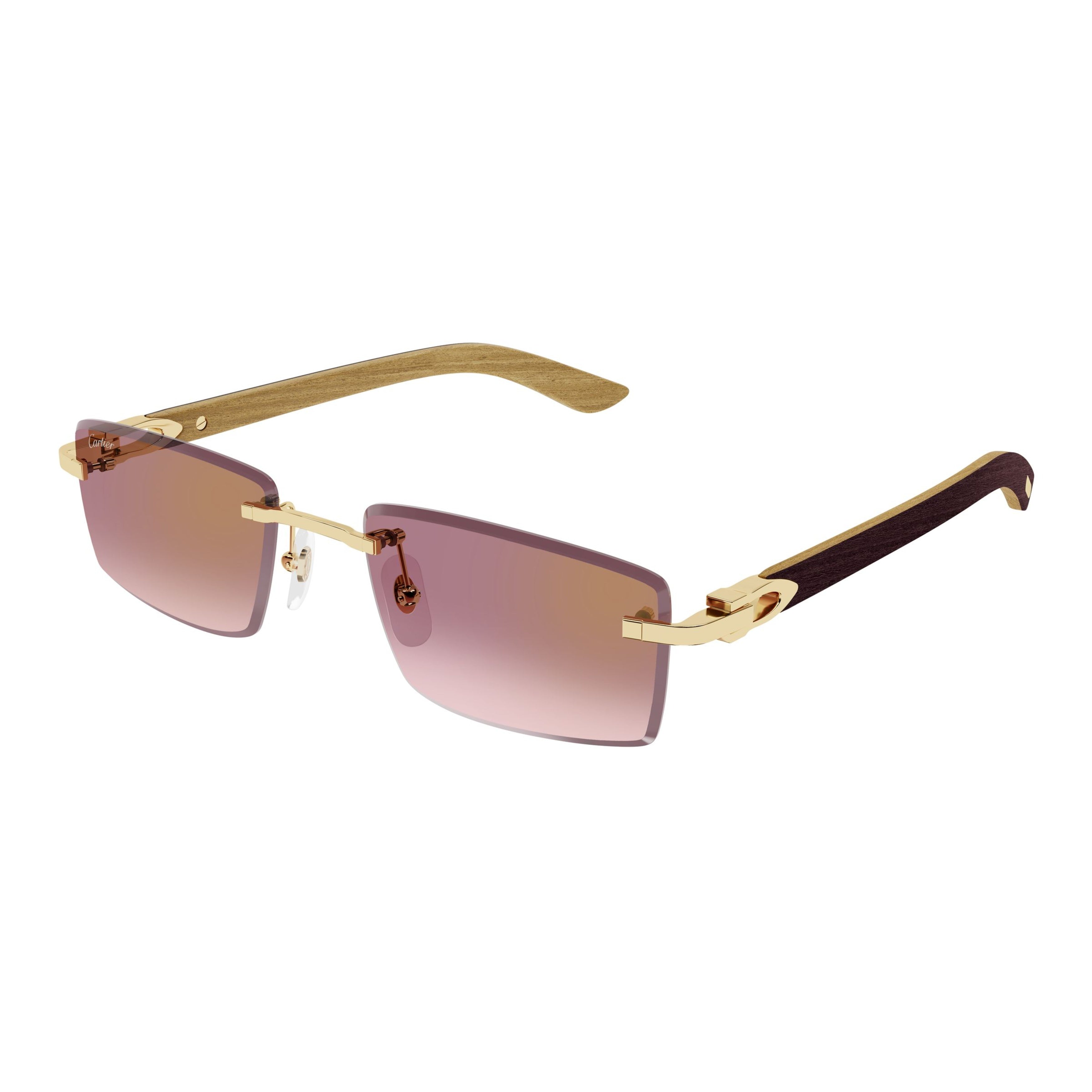 Rimless Rectangular Sunglasses With Gradient Purple Lenses