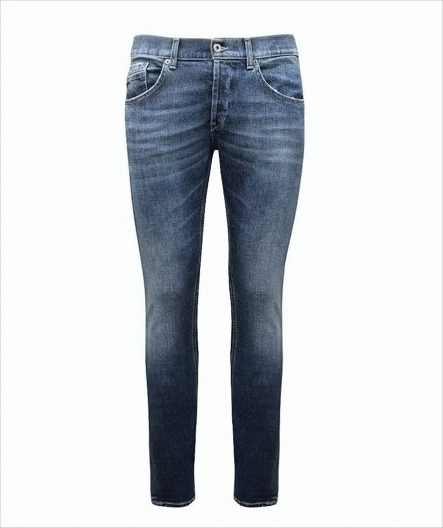 Bleached Denim Trousers With Turn-Ups