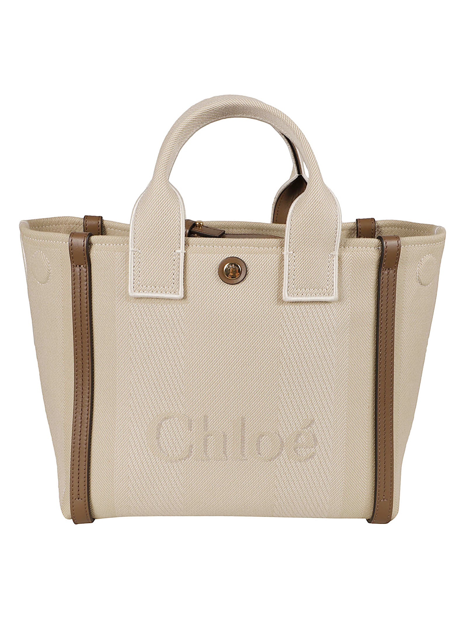 Textured Fabric Bag With Leather Trim