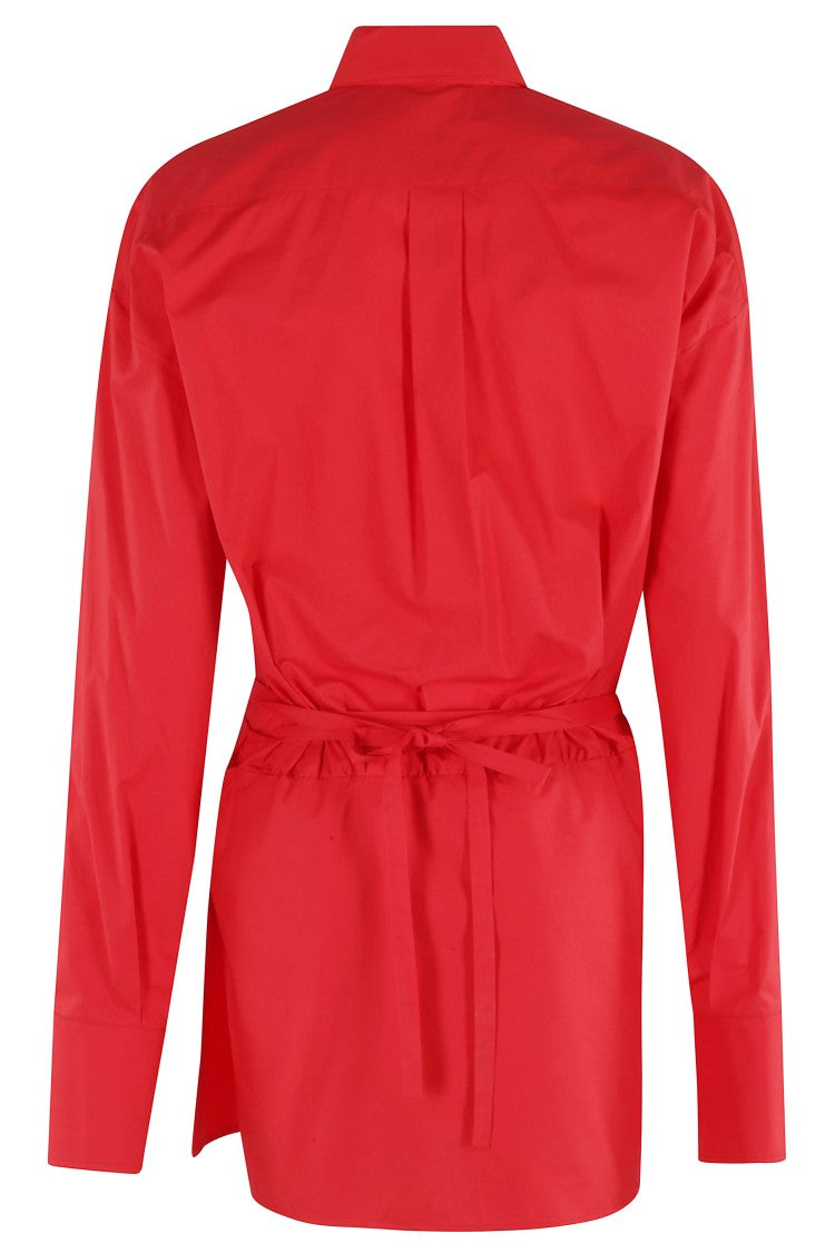 Mini Cotton Pareo Dress With Classic Collar