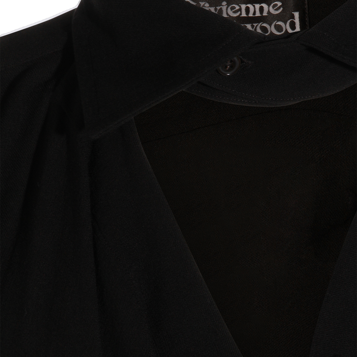 Long-Sleeve Black Shirt With Draped Neckline