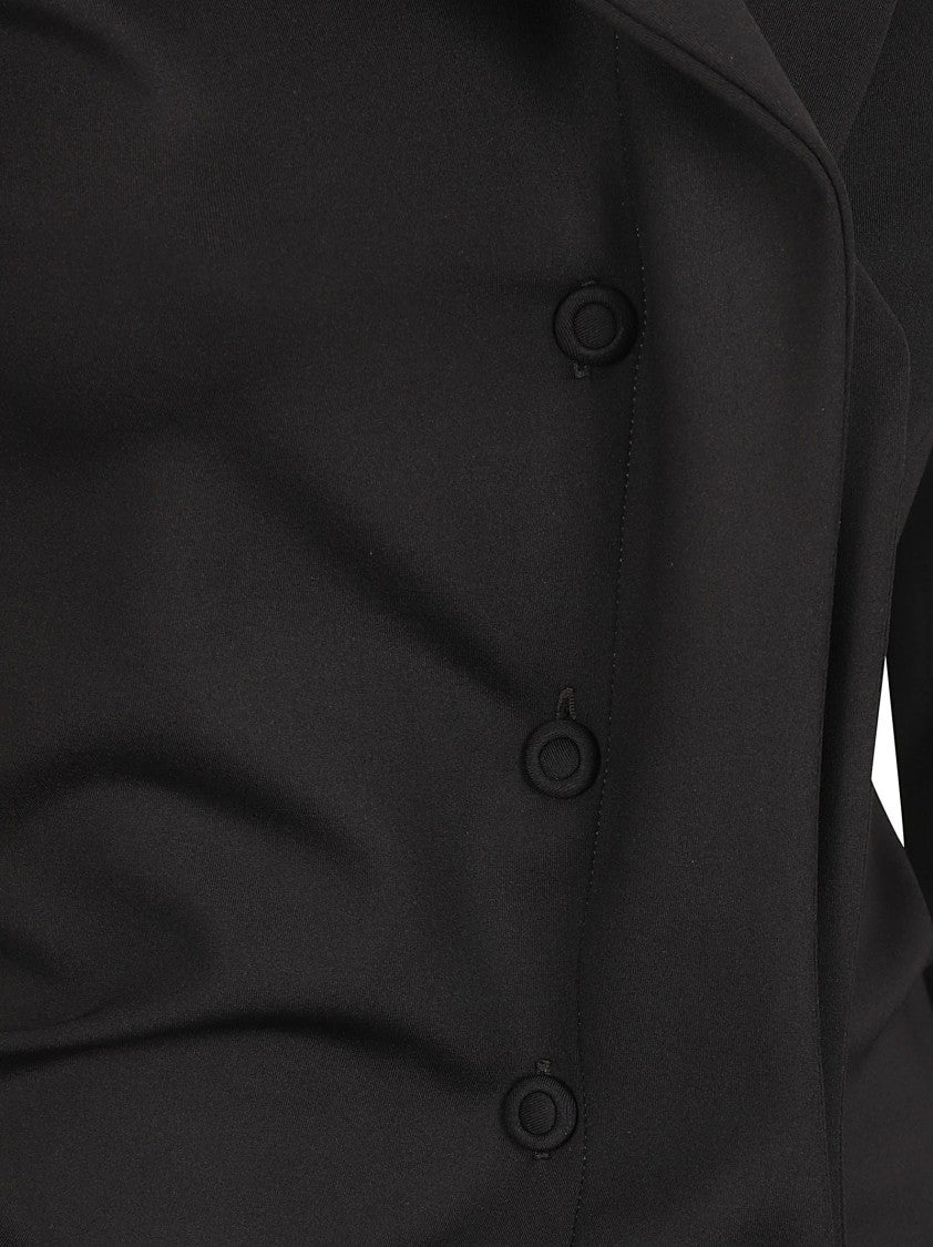 Fitted Black Jacket With Notched Collar