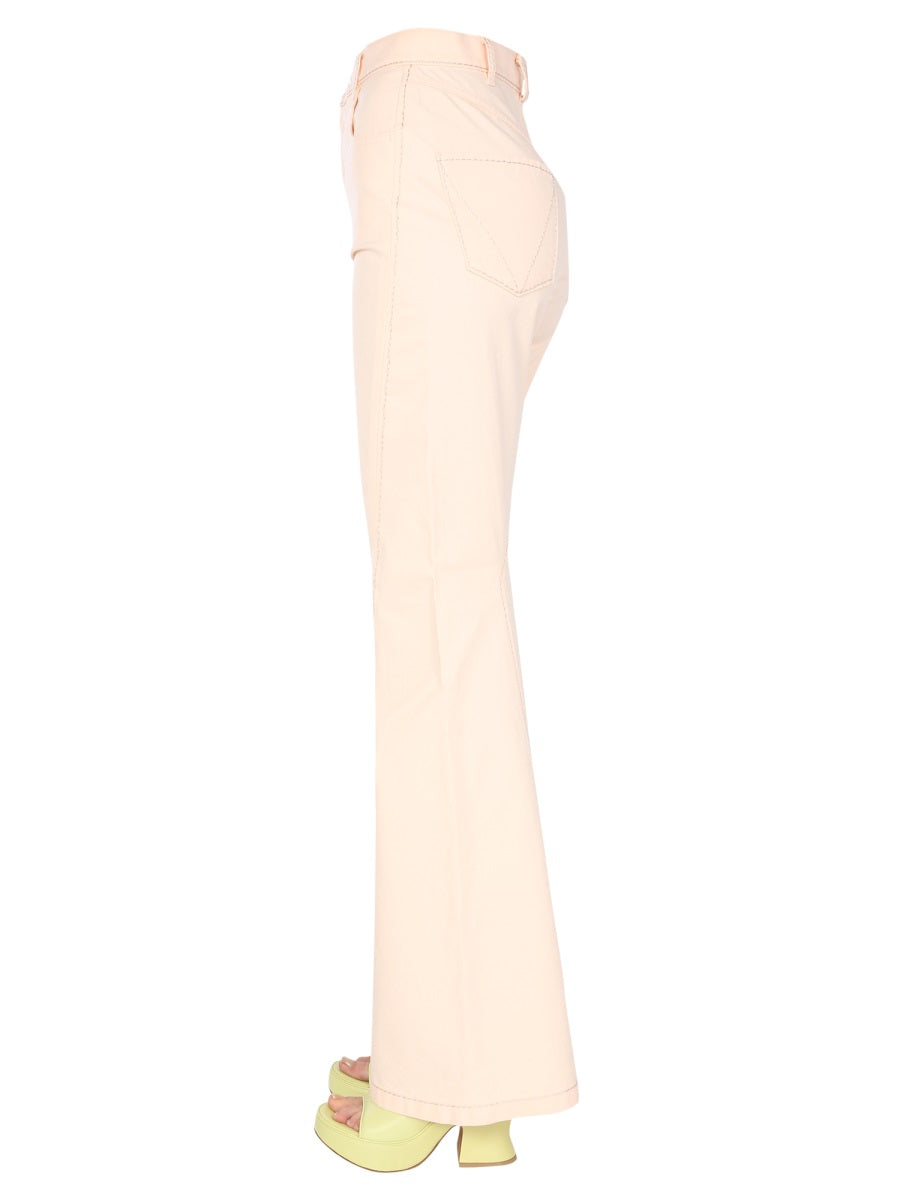 High-Waisted Flared Jeans with Front Button Closure