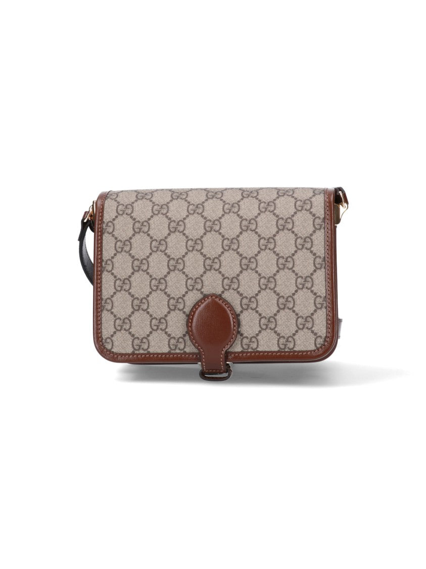 Mini Gg Supreme Fabric Shoulder Bag With Leather Accents