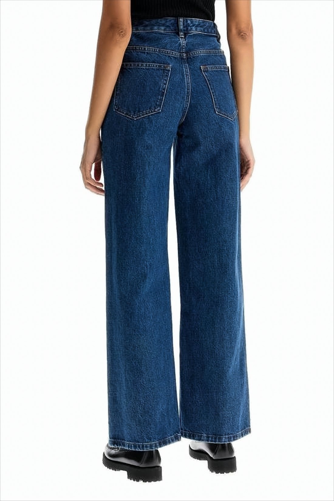 High-Waisted Wide-Leg Denim Pants
