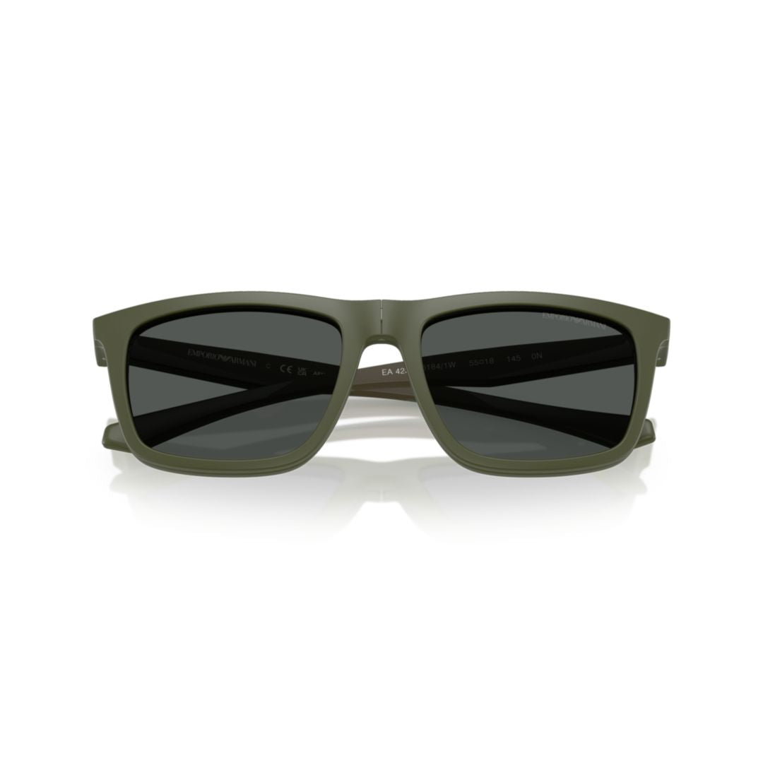0ea4235 Matte Olive Green Rectangular Eyeglasses with Detachable Clip-on Lens