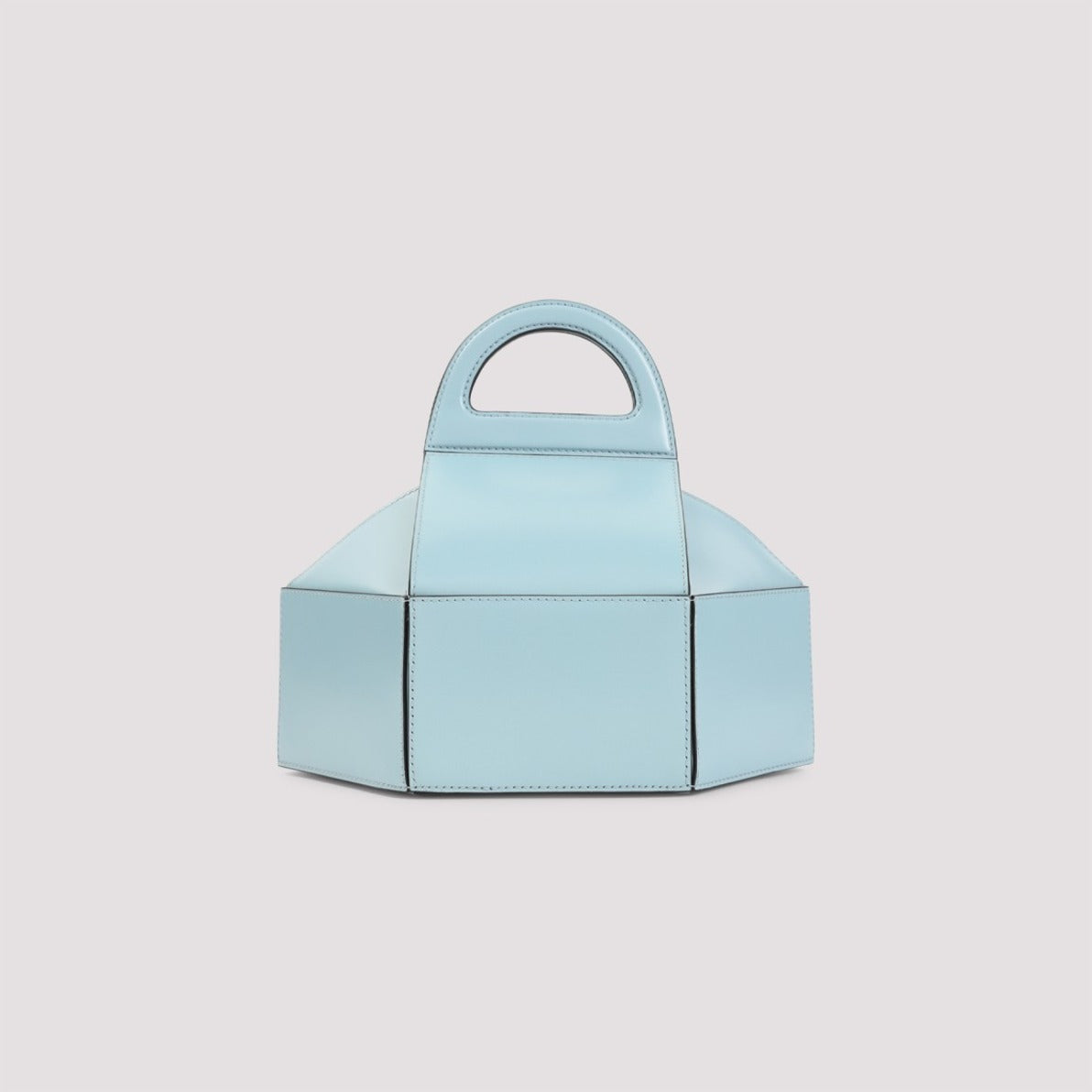 Structured Blue Leather Handbag With Silhouette